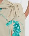 floral sequin embroidered linen slit maxi skirt