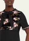 floral sequined bow-neck mini dress
