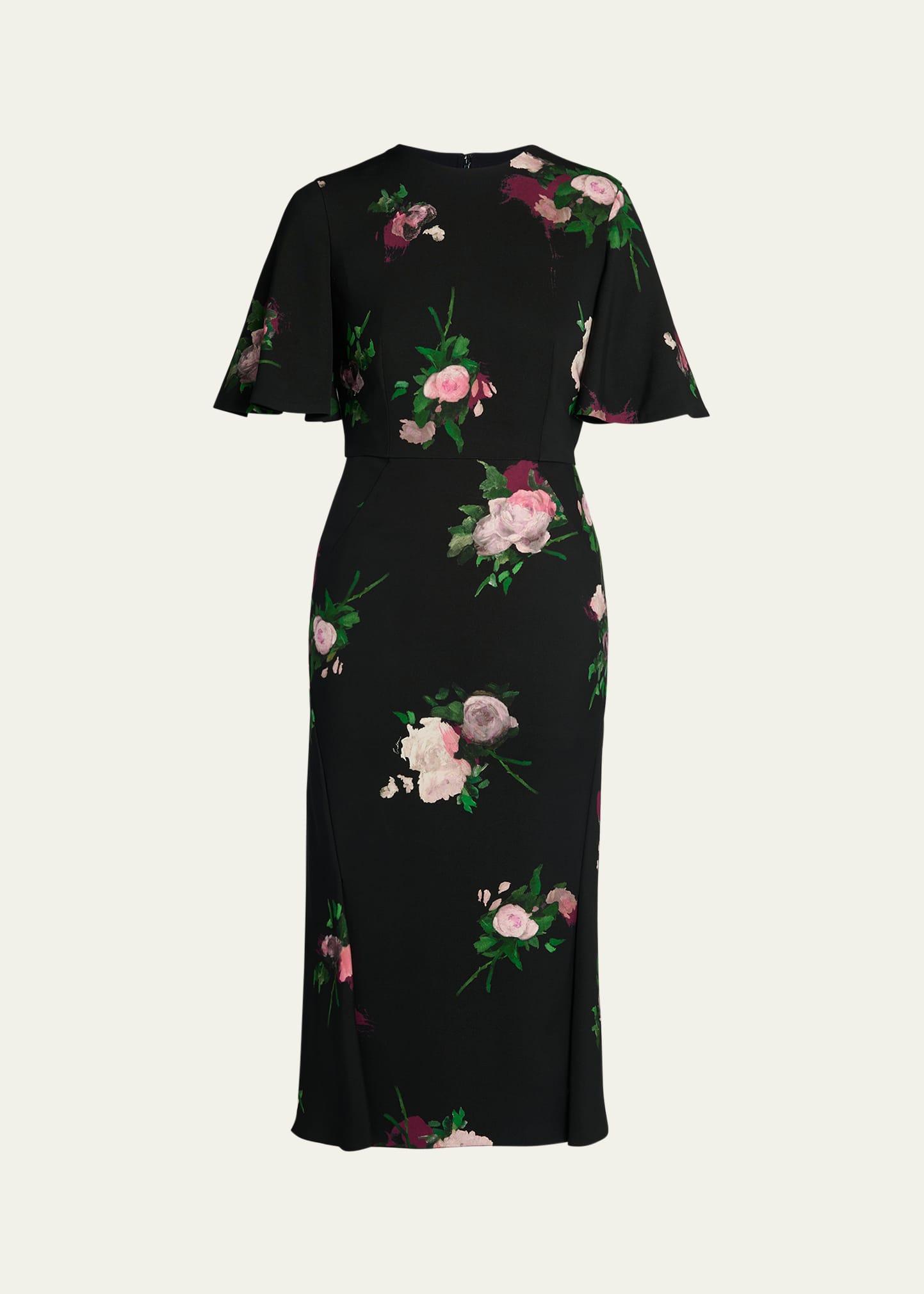 floral short-sleeve midi dress
