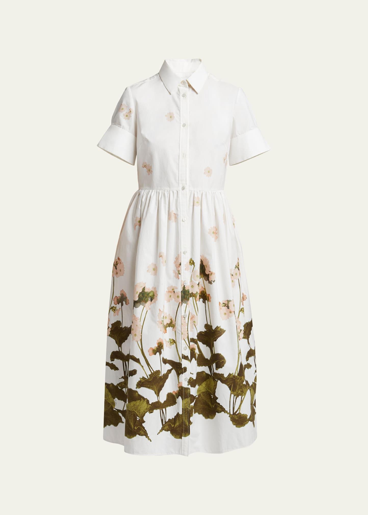 floral short sleeve midi shirtdress