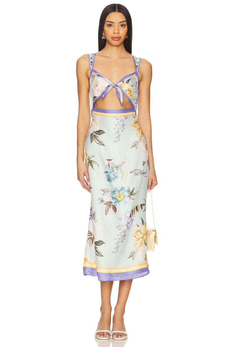 floral silk twill midi dress