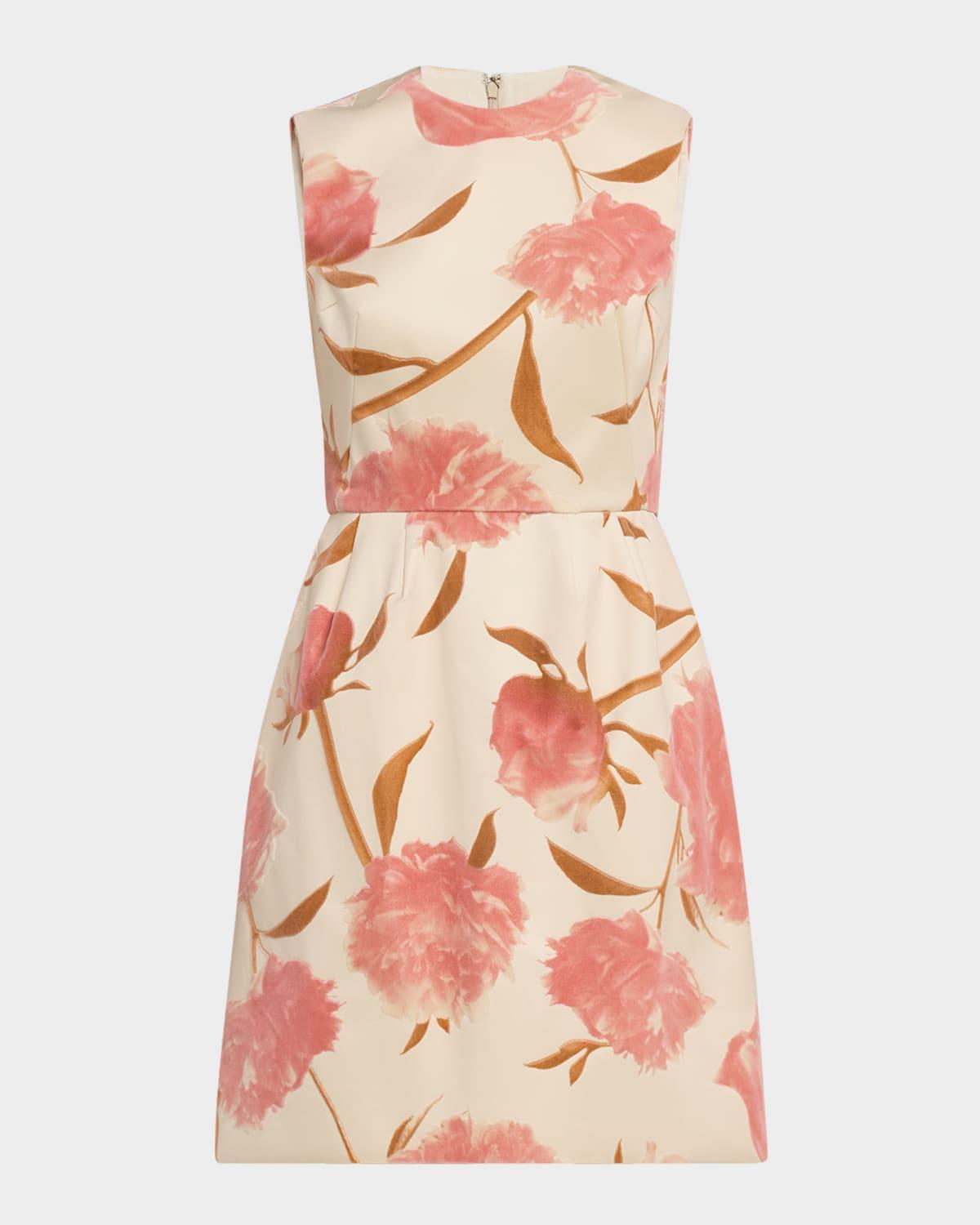 floral sleeveless fit-&-flare mini dress