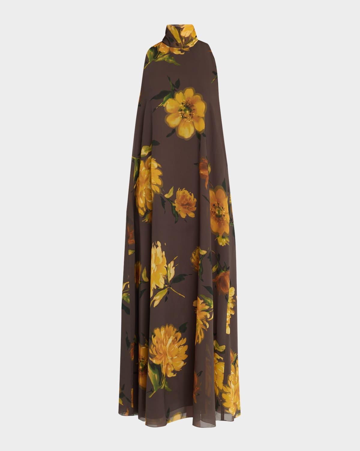 floral sleeveless tie-neck maxi dress