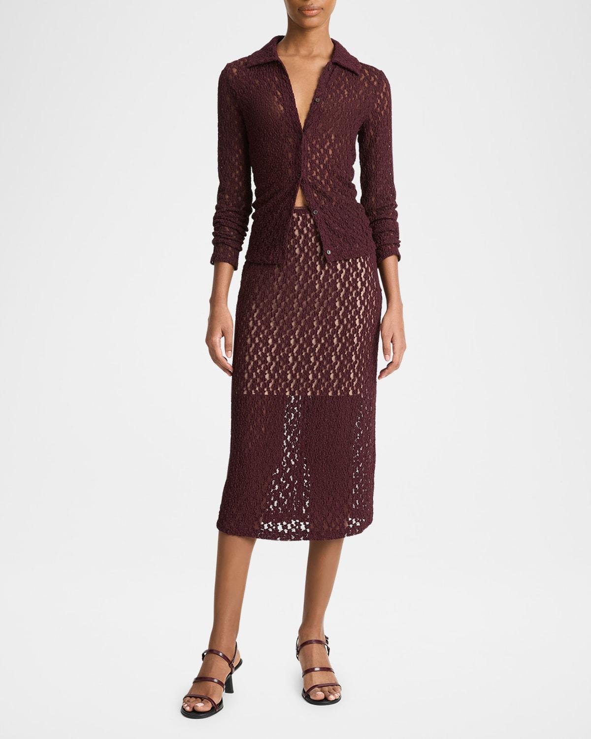 floral smocked midi skirt