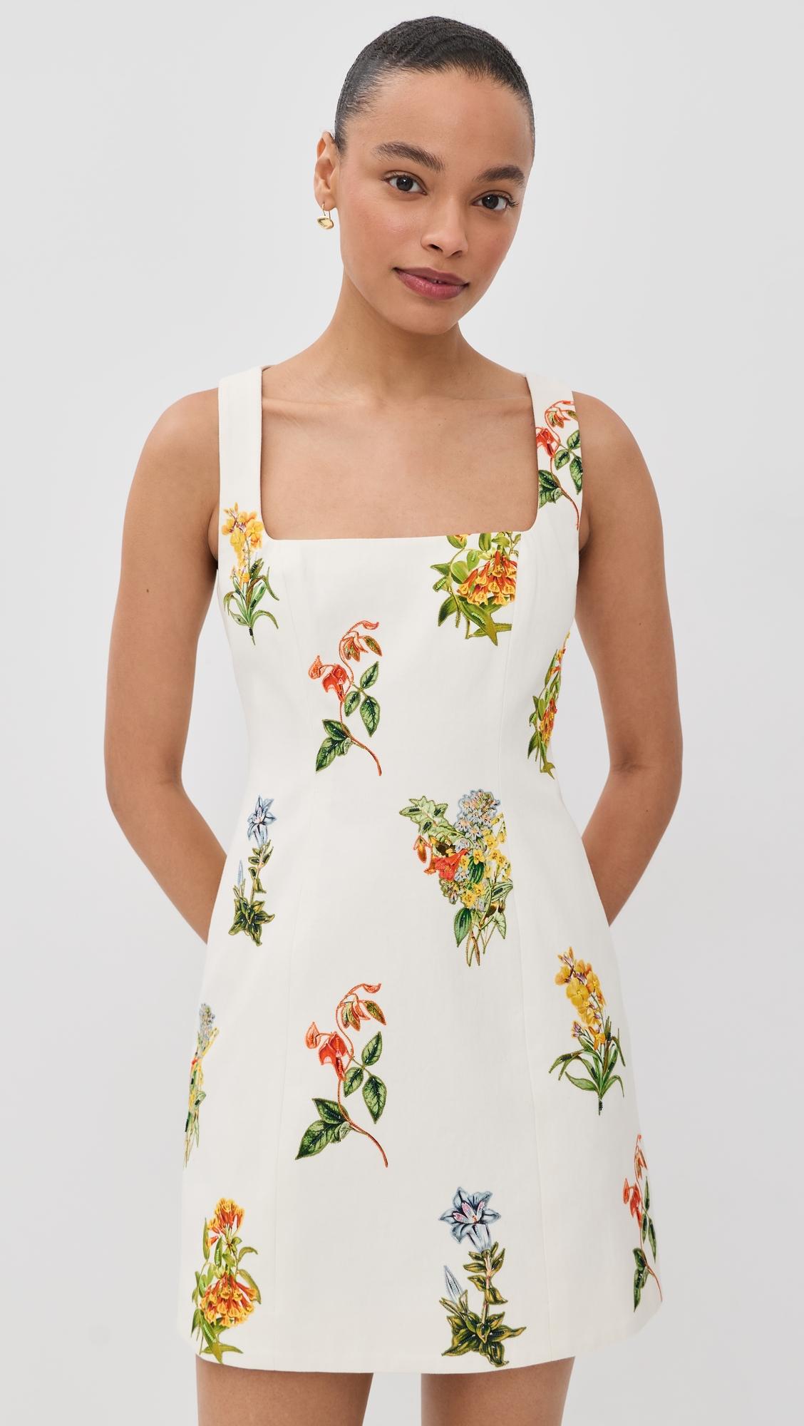 floral square neck mini dress
