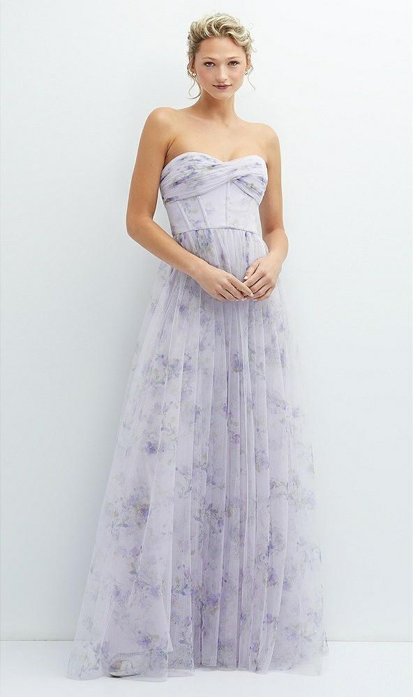 floral strapless twist cup corset tulle dress with long full skirt