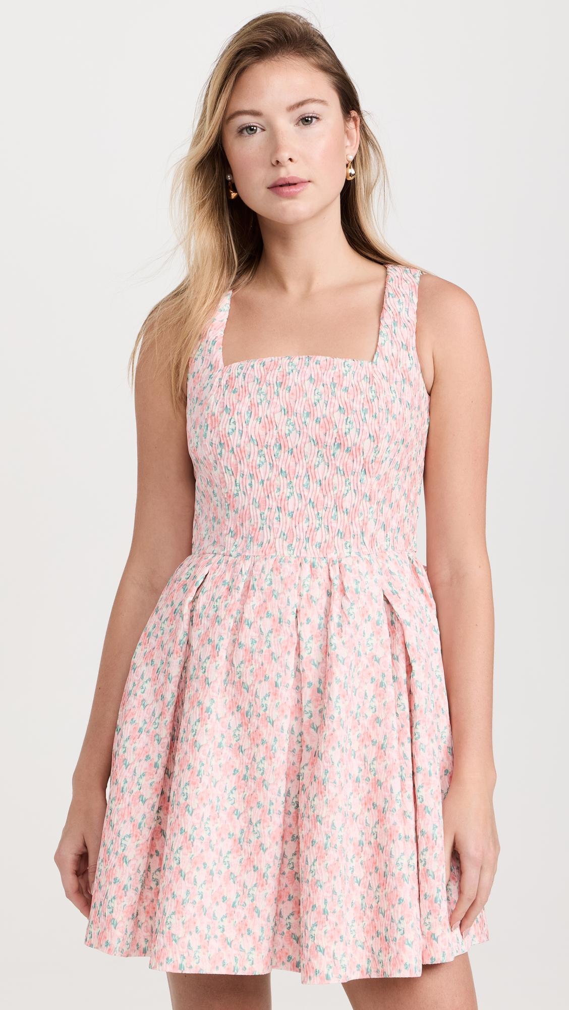 floral textured bow tie mini dress