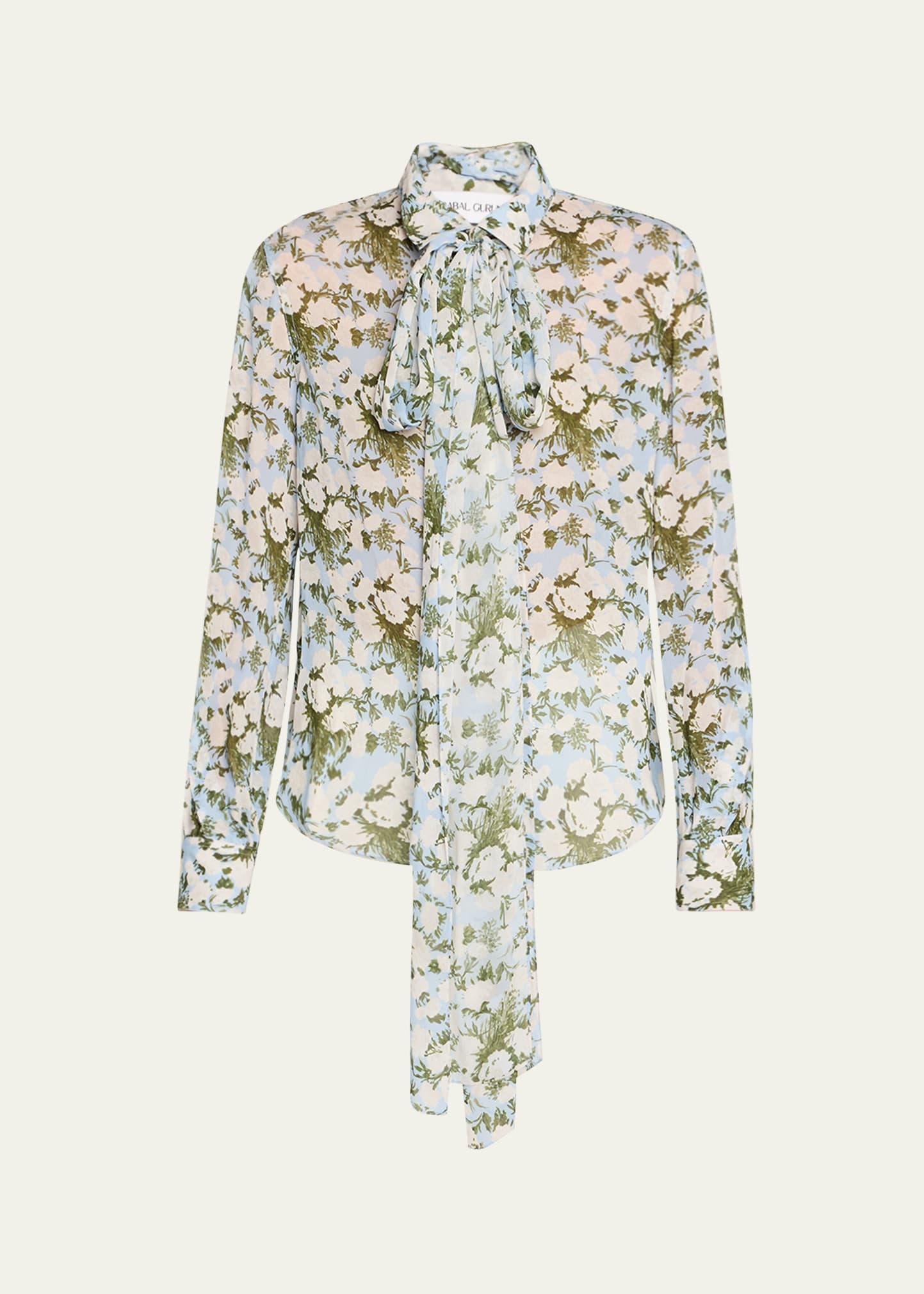 floral tie-neck blouse
