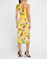 floral tie one-shoulder charmeuse midi dress