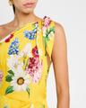floral tie one-shoulder charmeuse midi dress