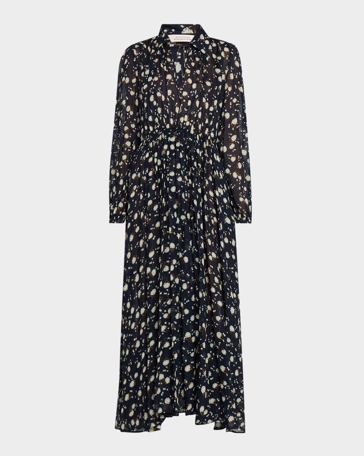 floral volumes printed midi shirtdress