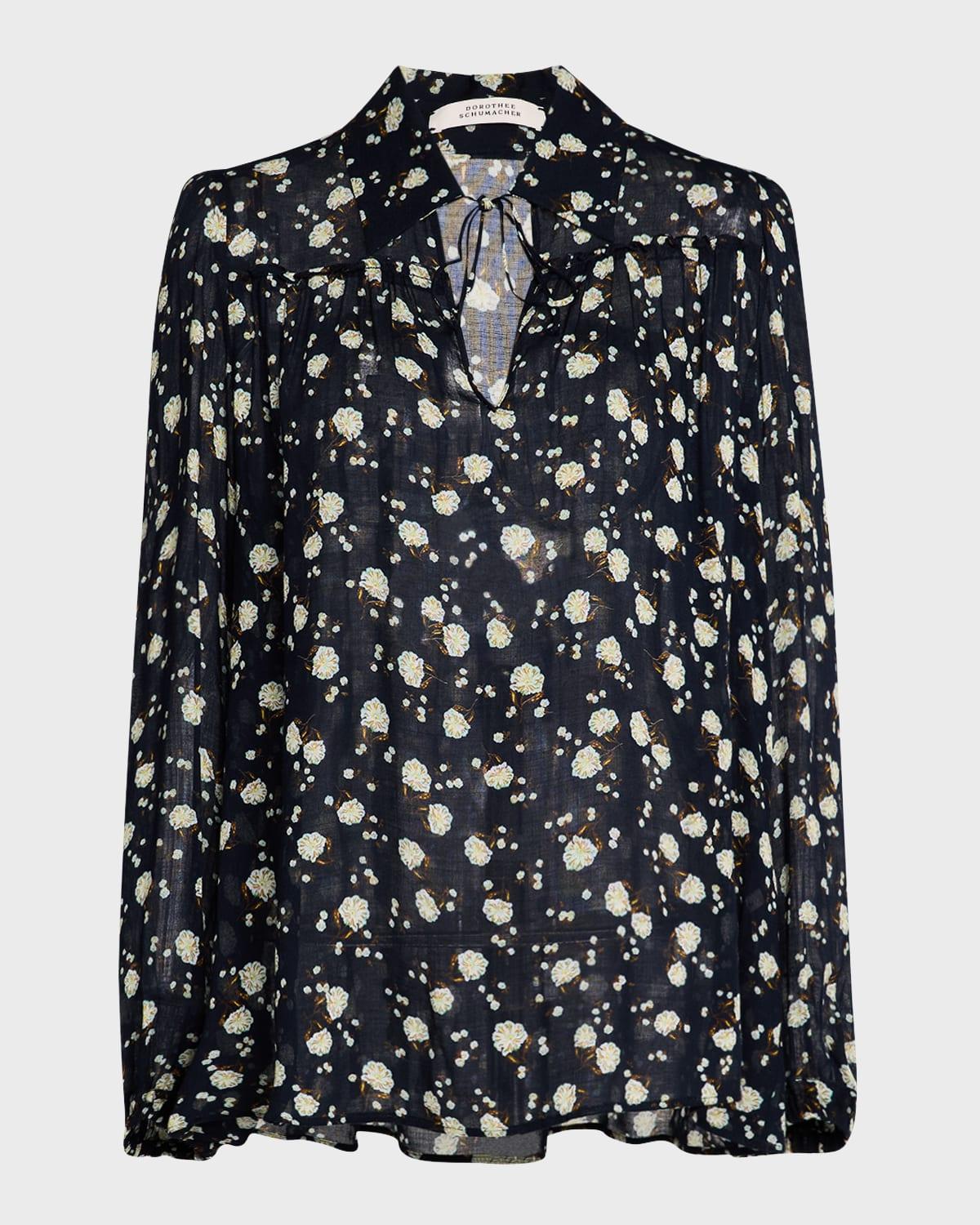 floral volumes printed ruffle-trim blouse