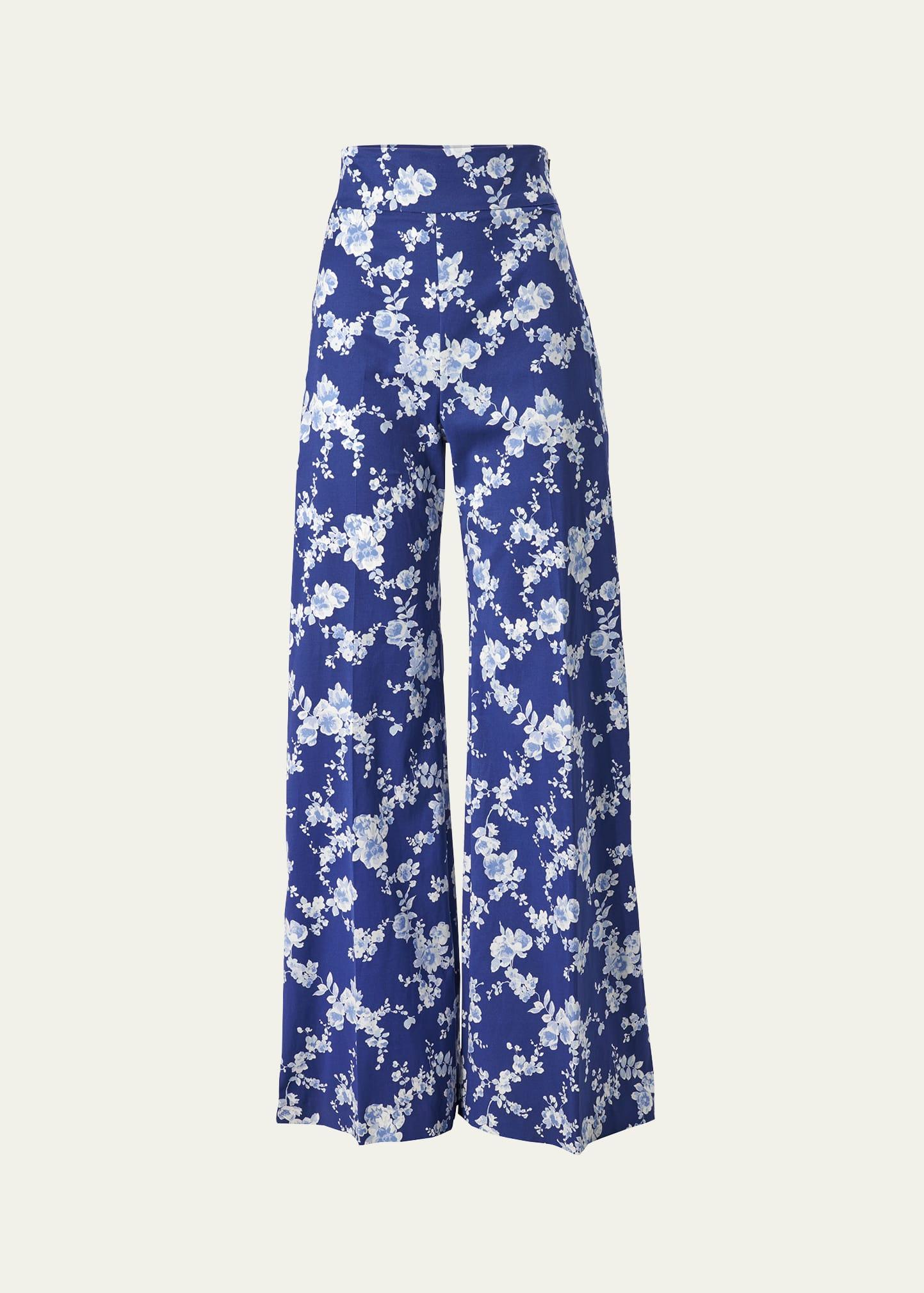 floral wide leg pants