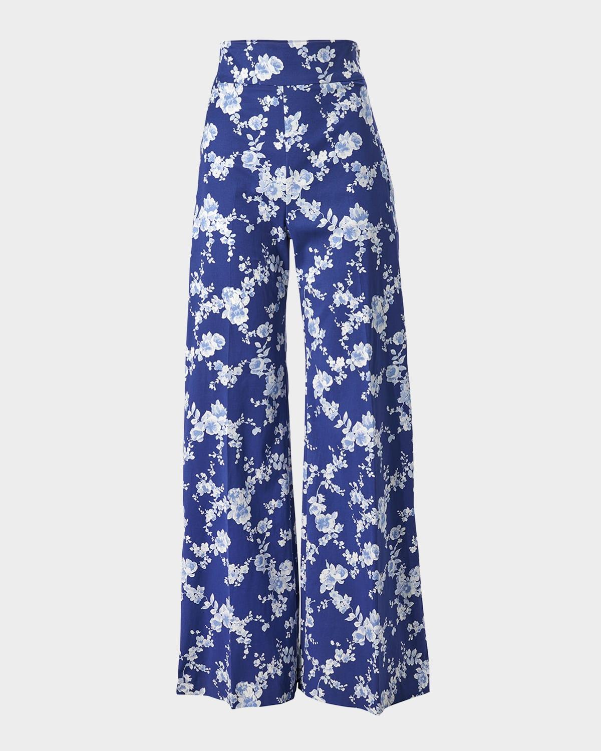floral wide leg pants