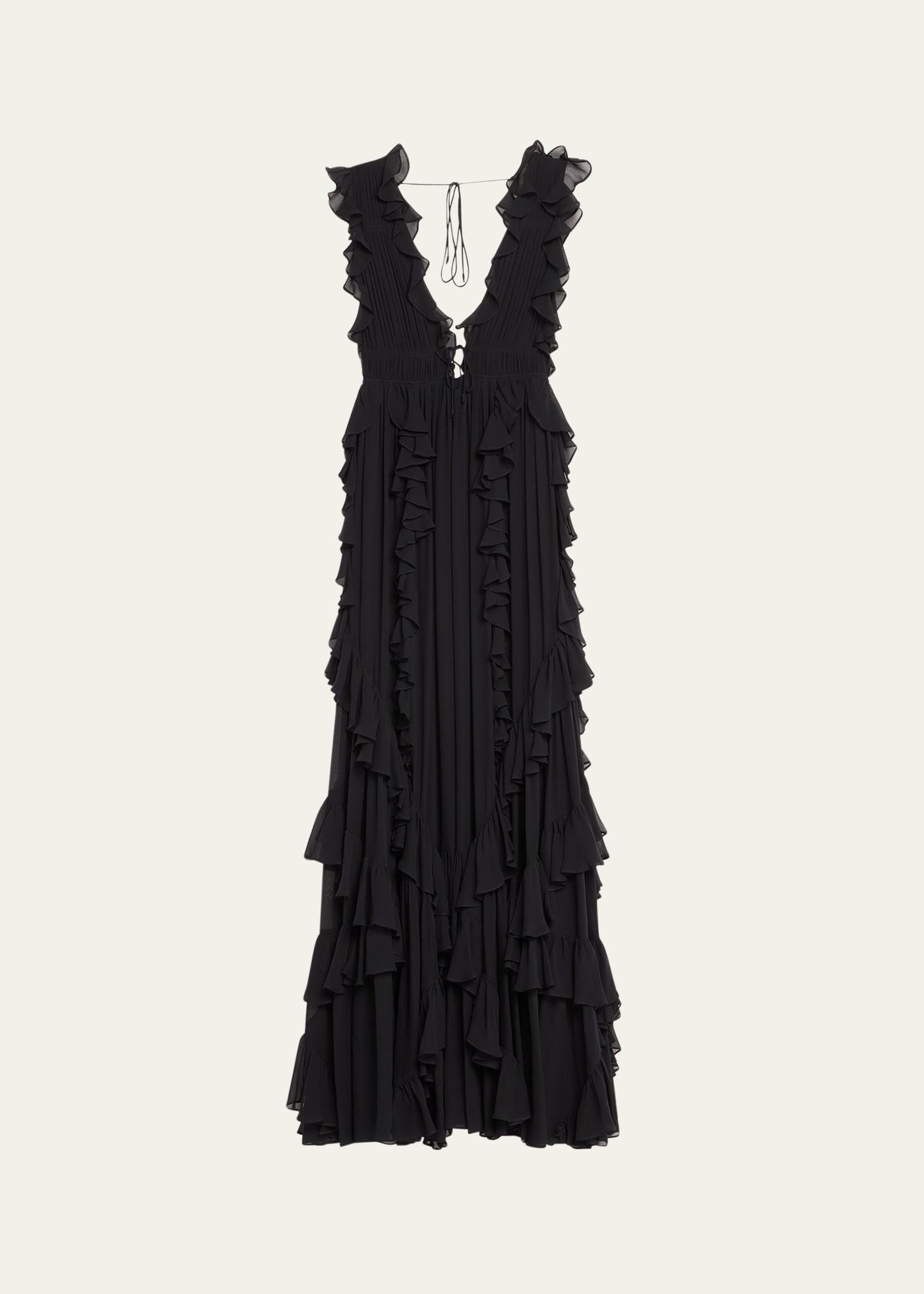 florella ruffled silk gown