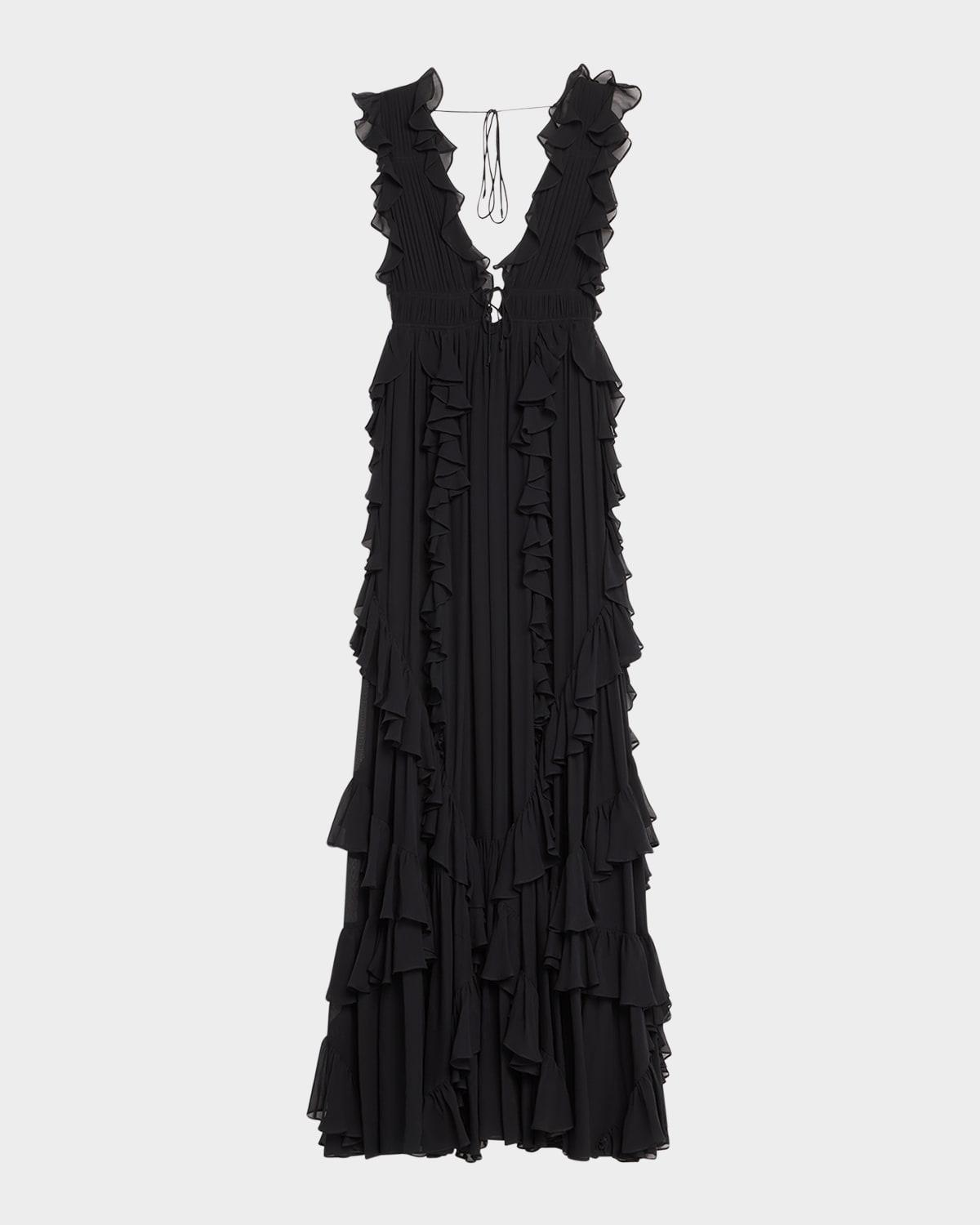 florella ruffled silk gown