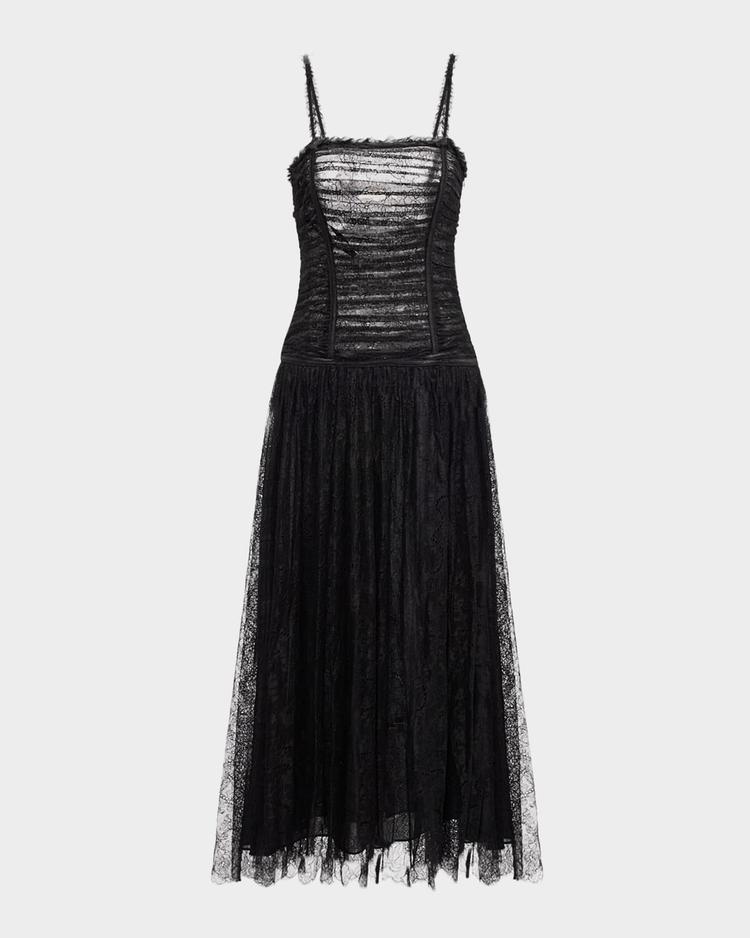 florelle lace drop-waist midi dress