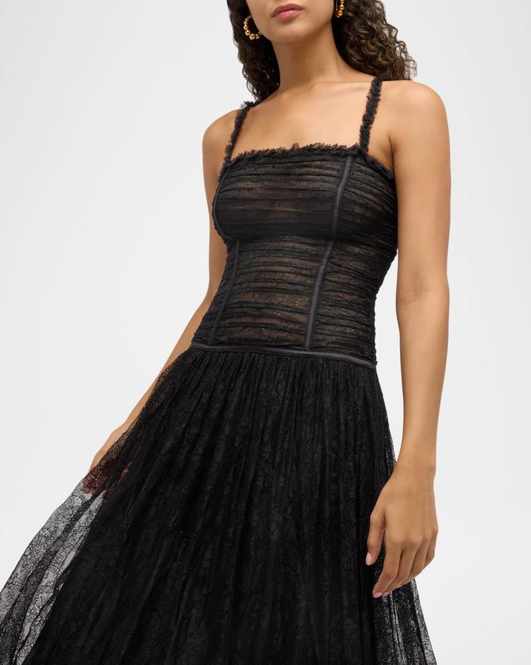 florelle lace drop-waist midi dress
