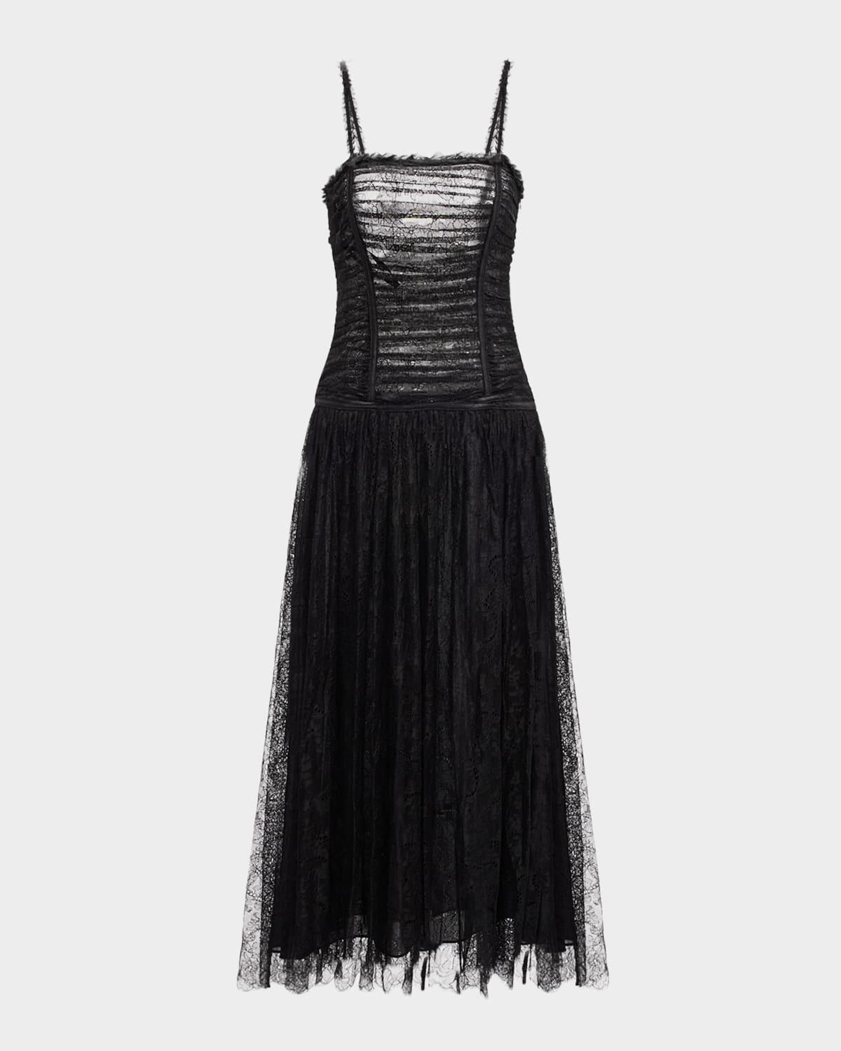 florelle lace drop-waist midi dress