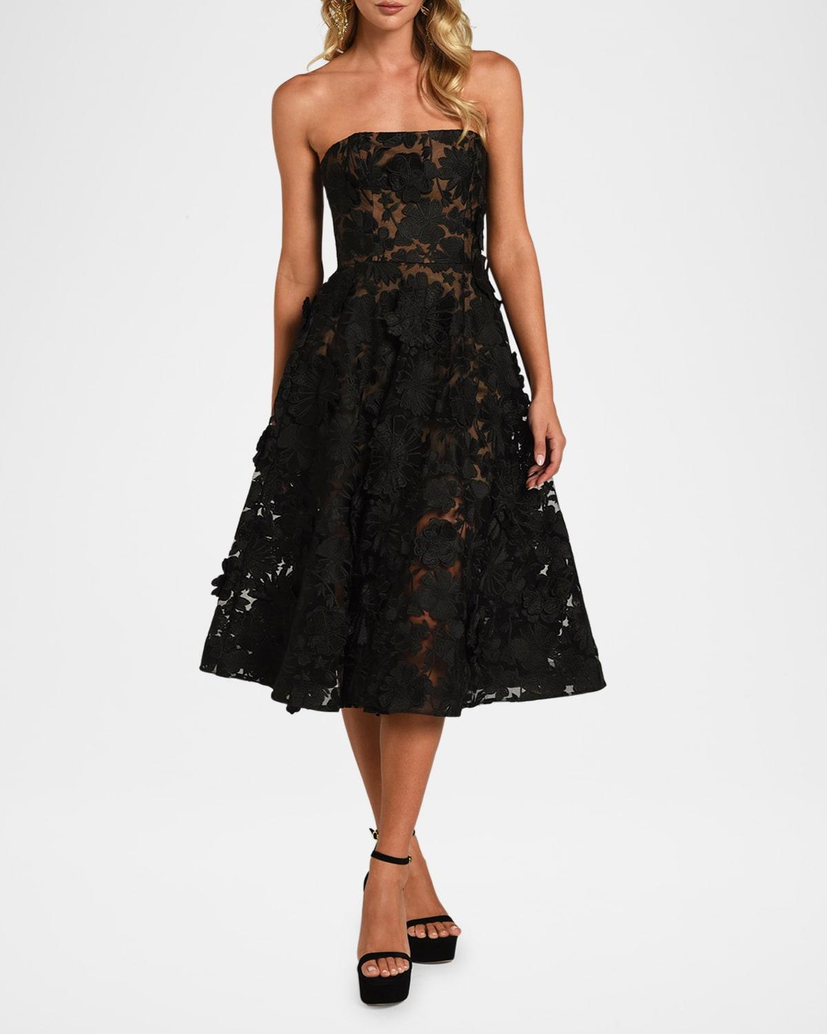 florence embroidered strapless midi dress