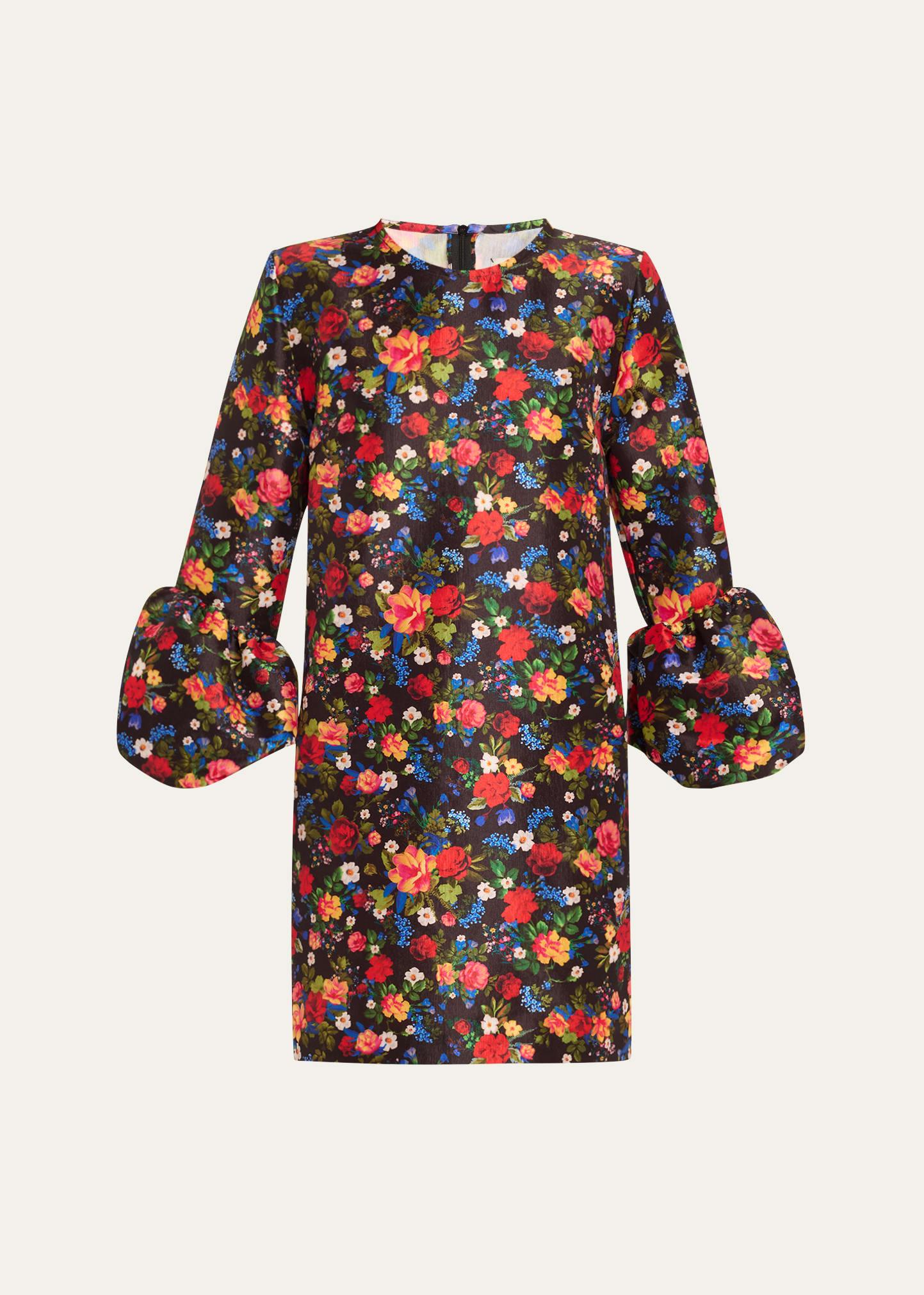 florence floral long-sleeve short dress