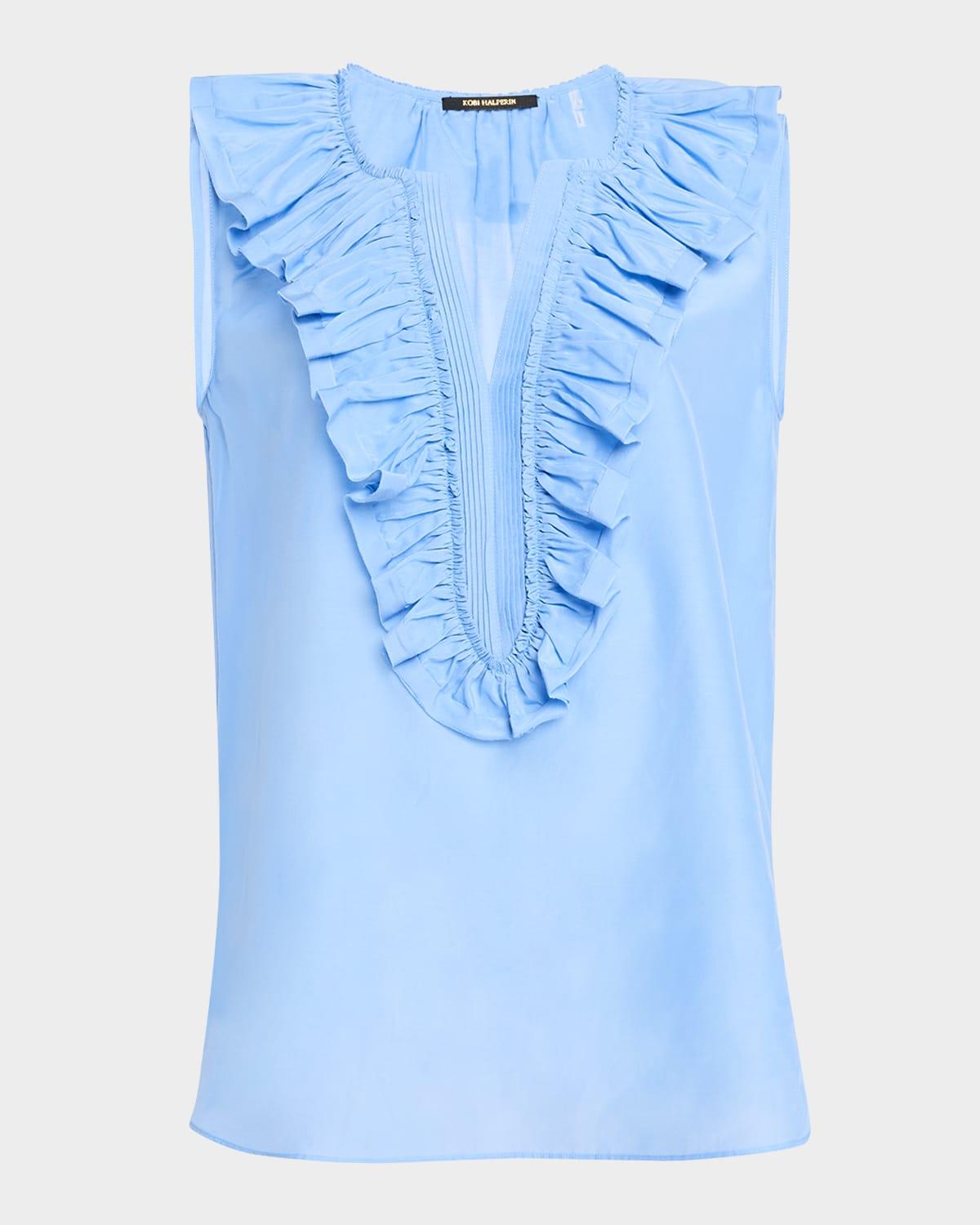 florence sleeveless ruffle blouse