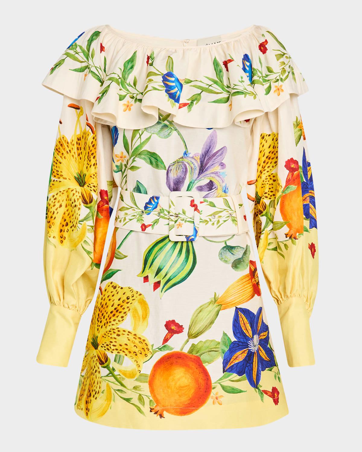 flores floral mini dress