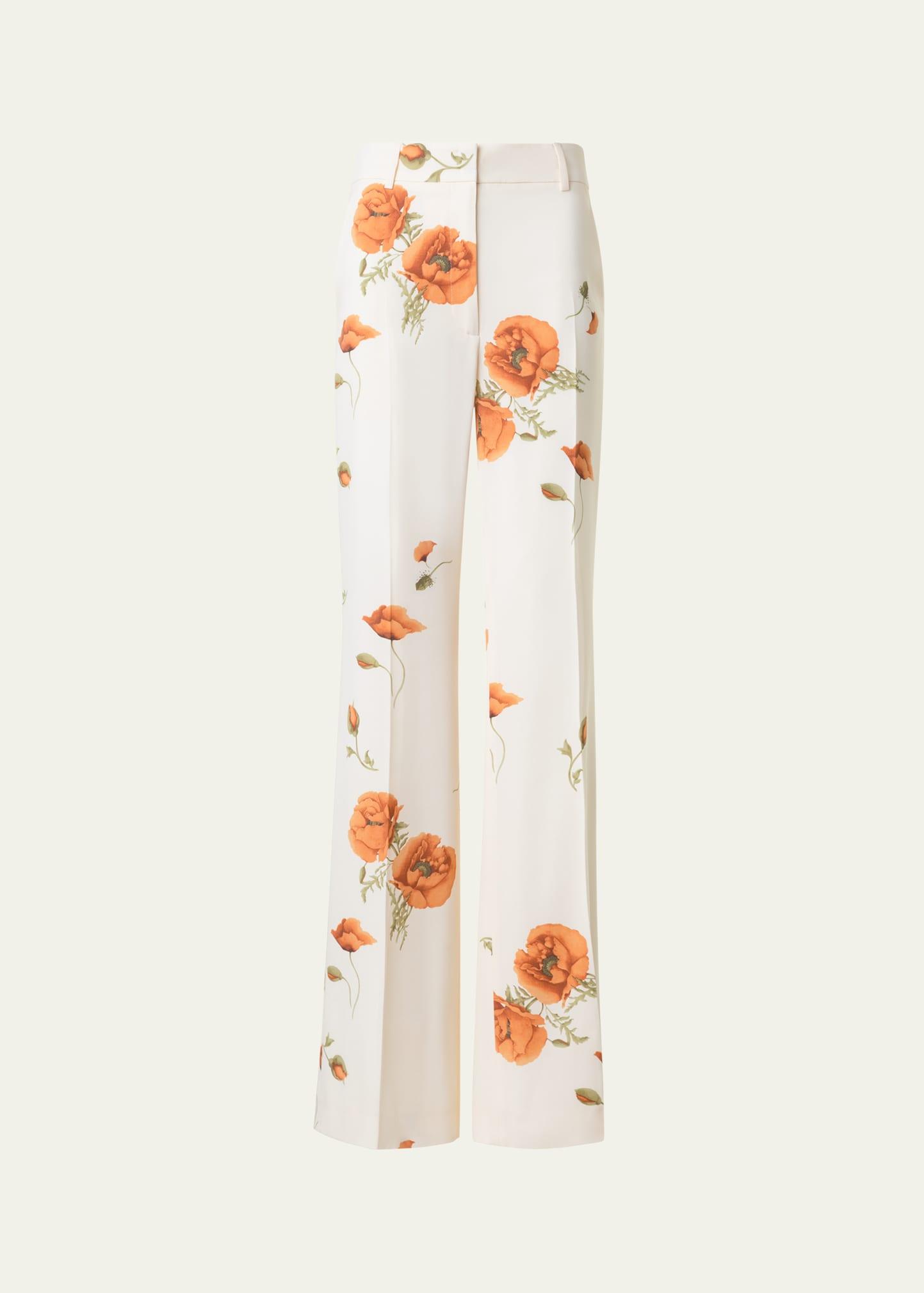 florine anemone print wide leg silk crepe pants
