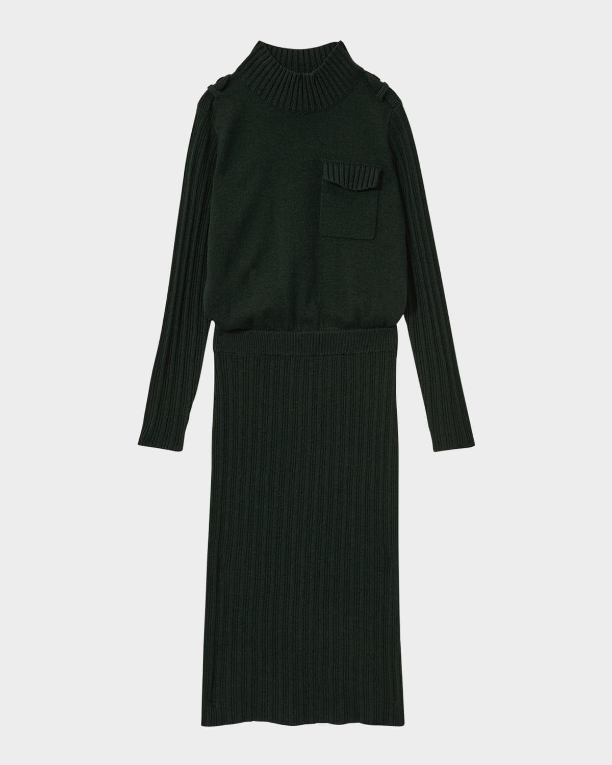 floris ribbed mock-neck midi sweater dress