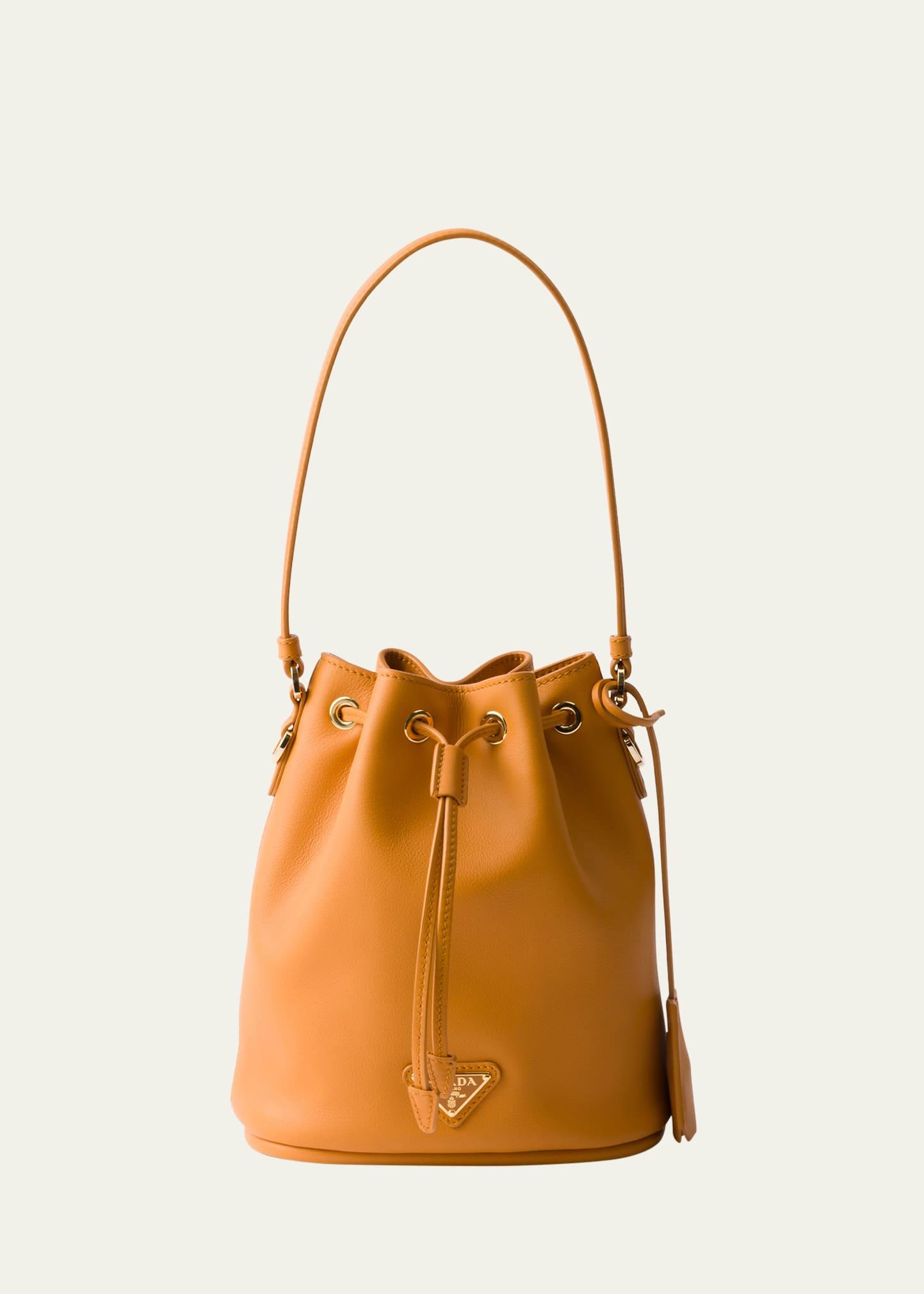 flou drawstring leather bucket bag