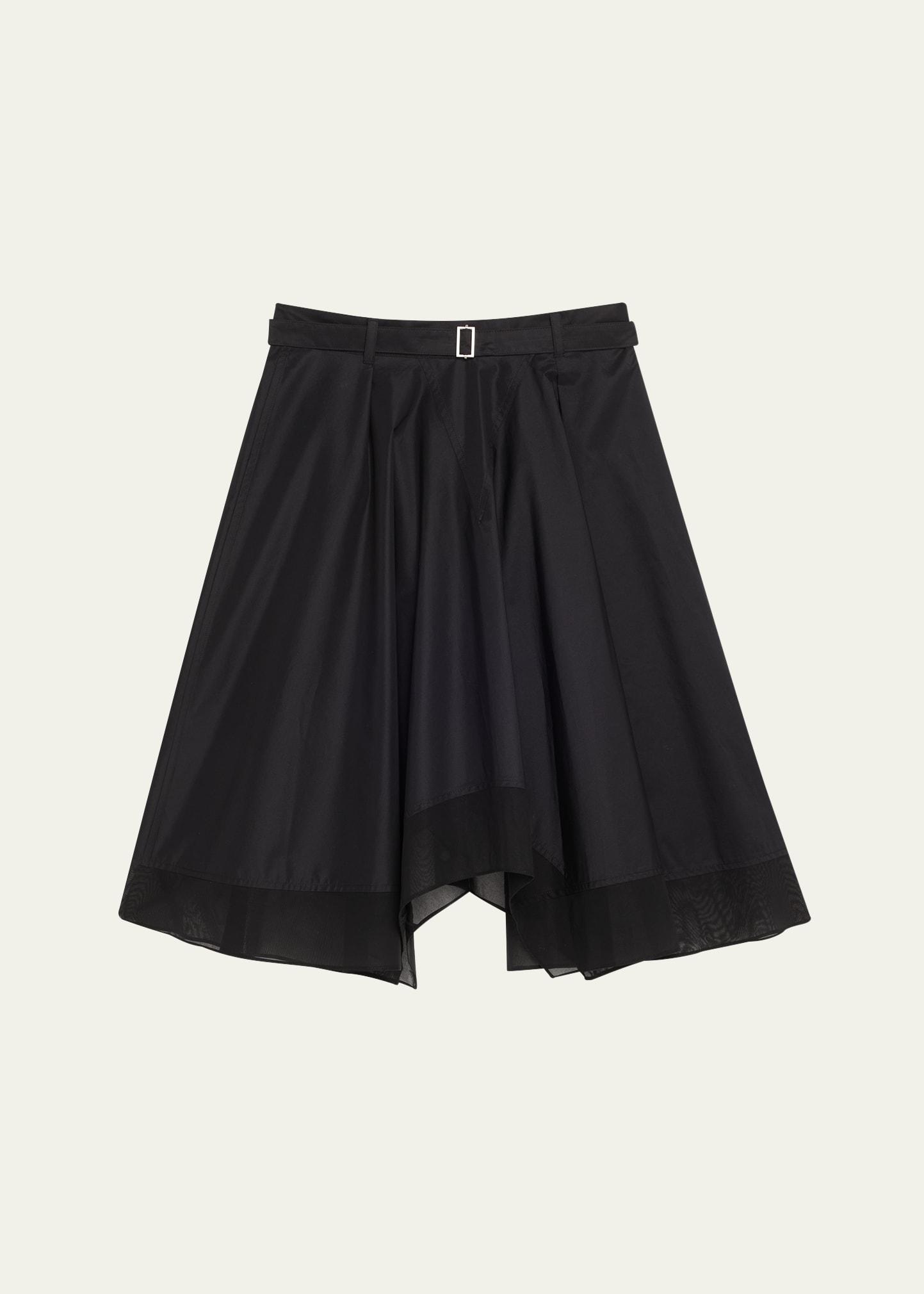 flounce chiffon-hem midi skirt