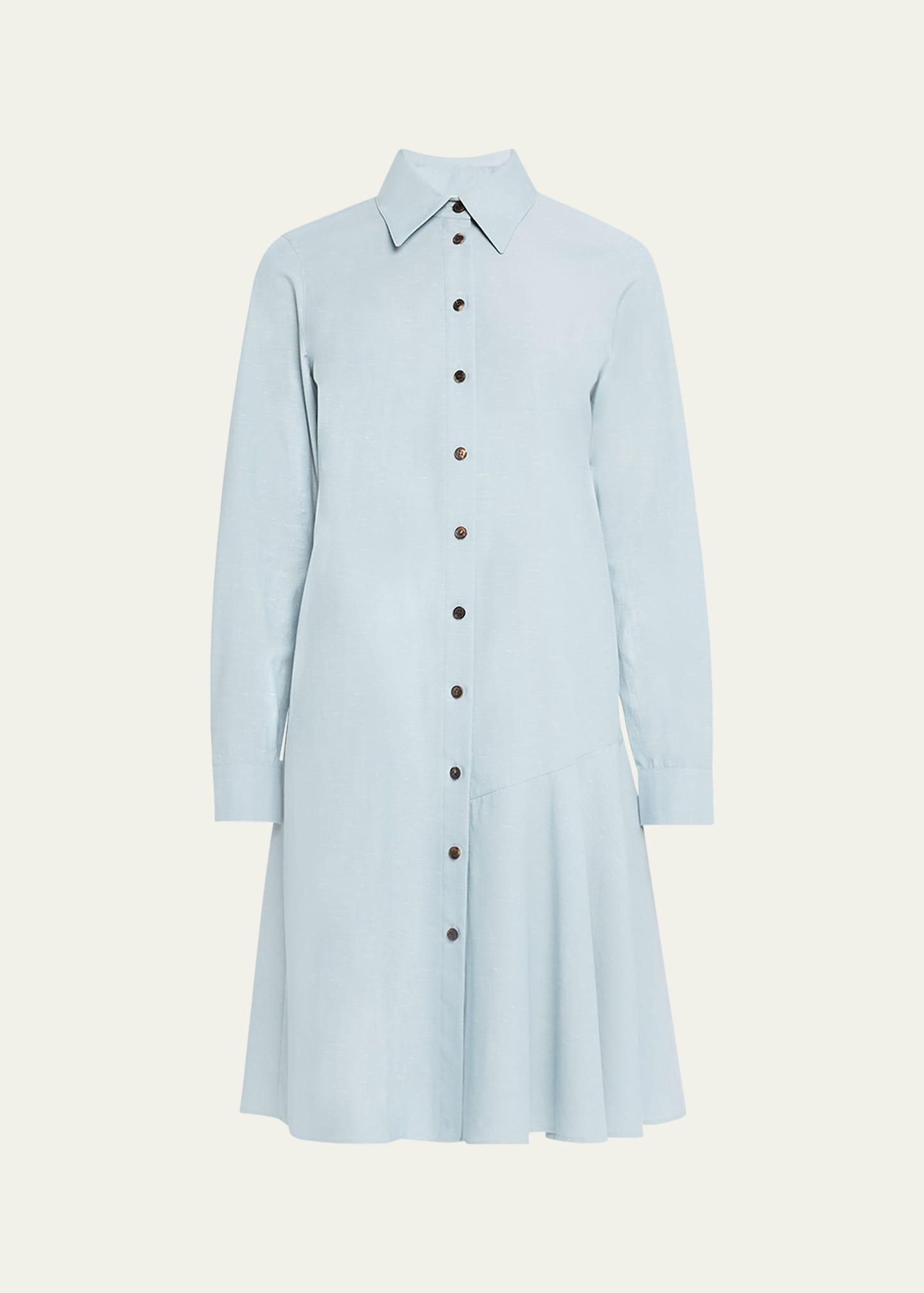 flounce cotton shirtdress