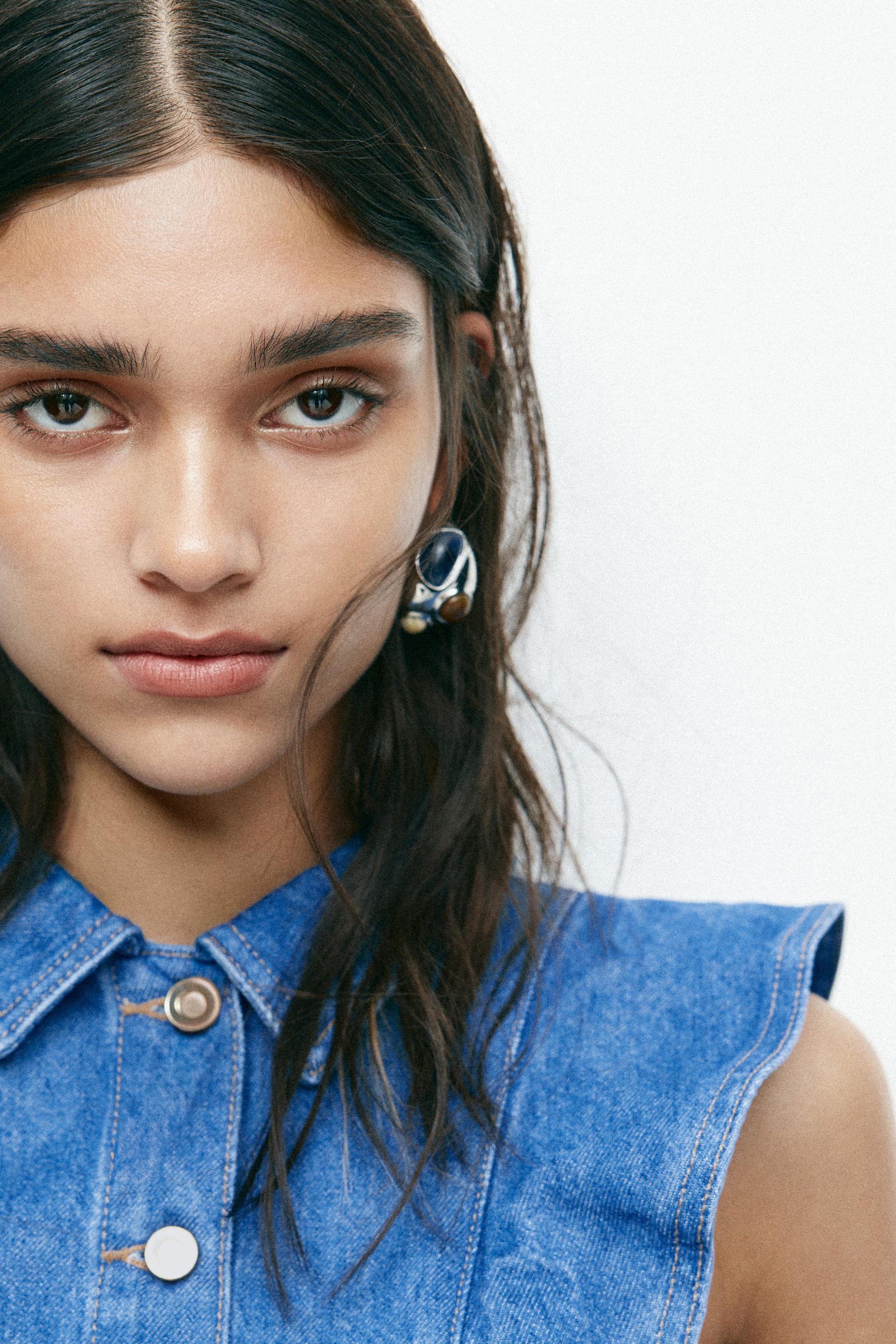 flounce-trimmed denim vest