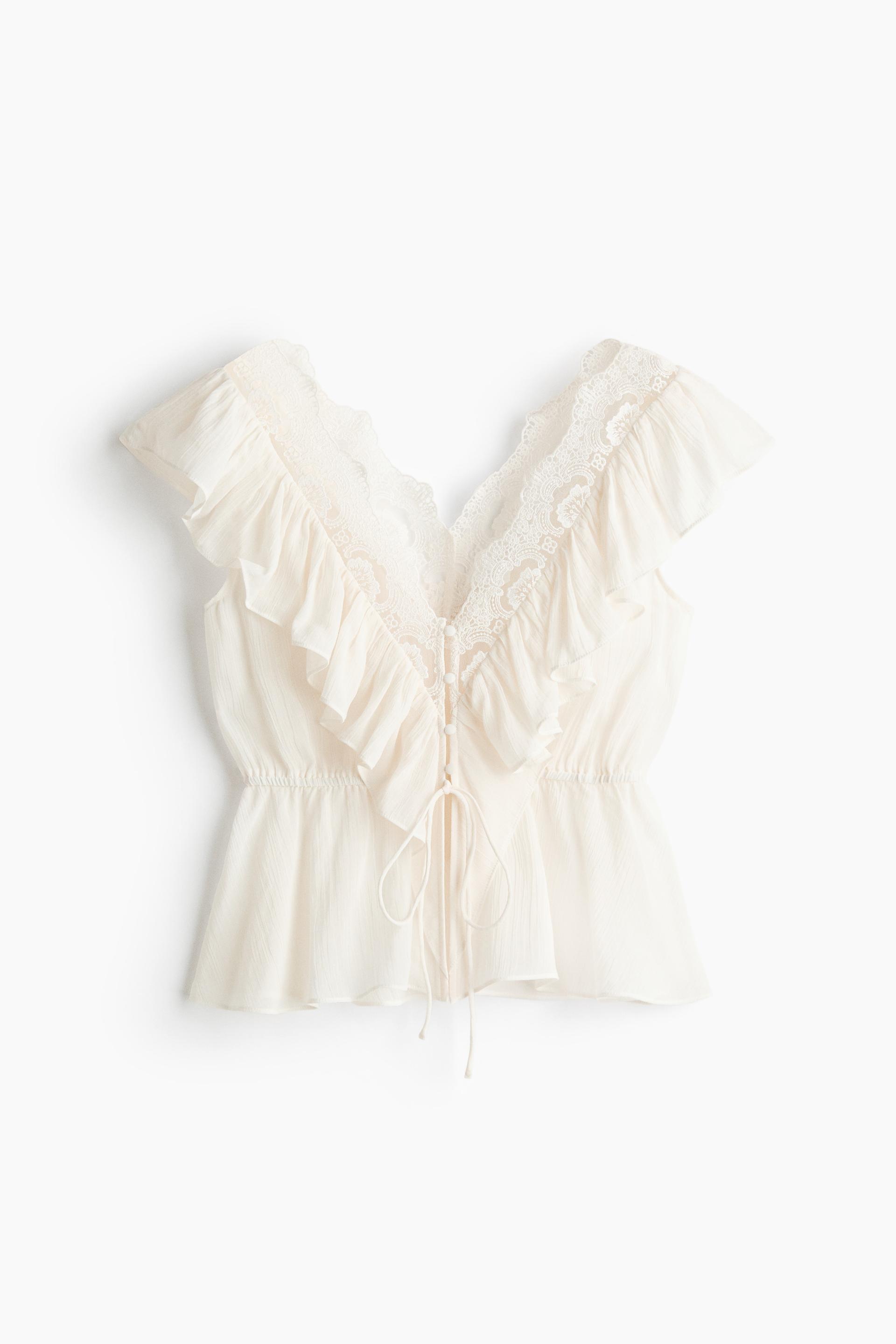 flounce-trimmed lyocell top