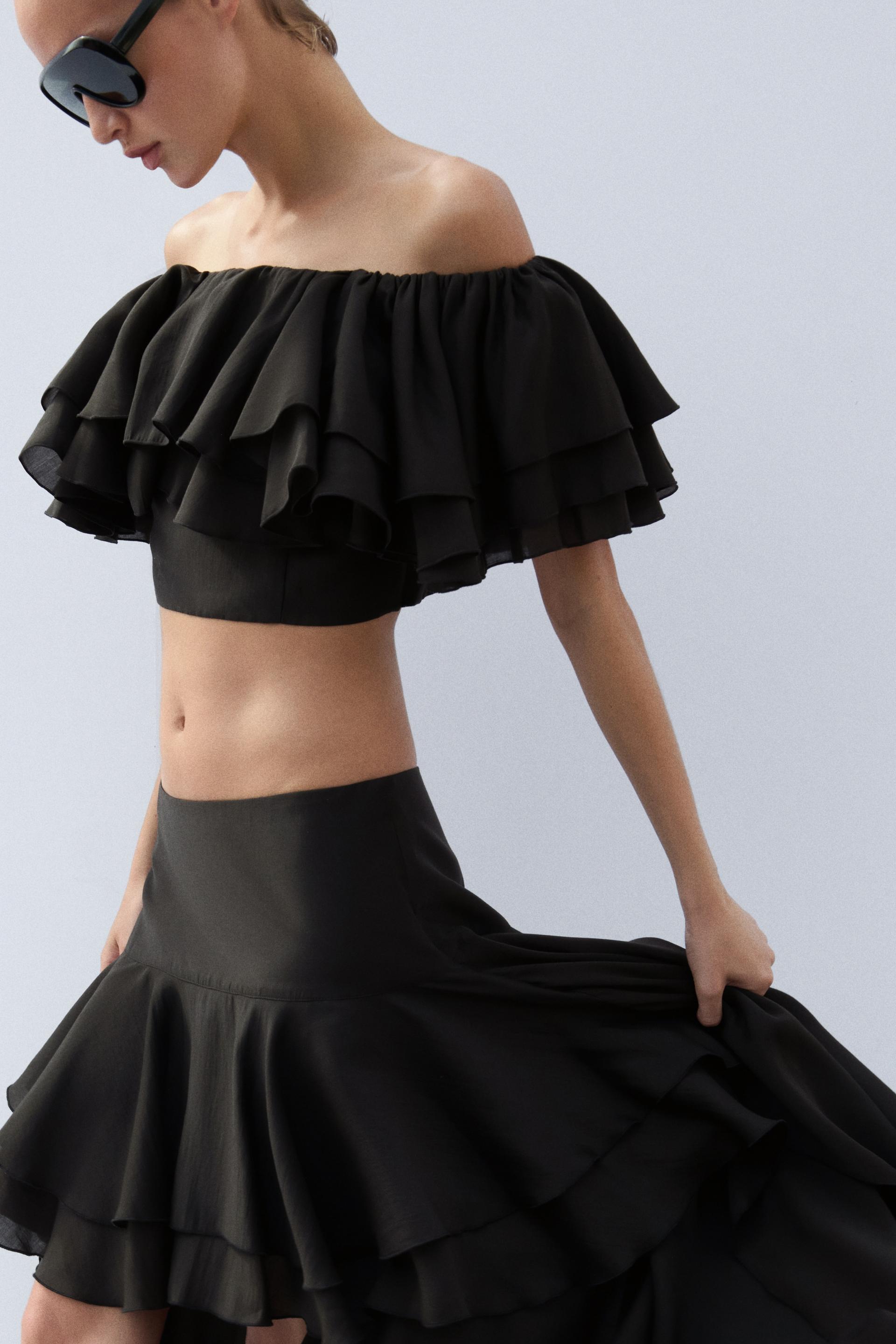 flounced high-low skirt