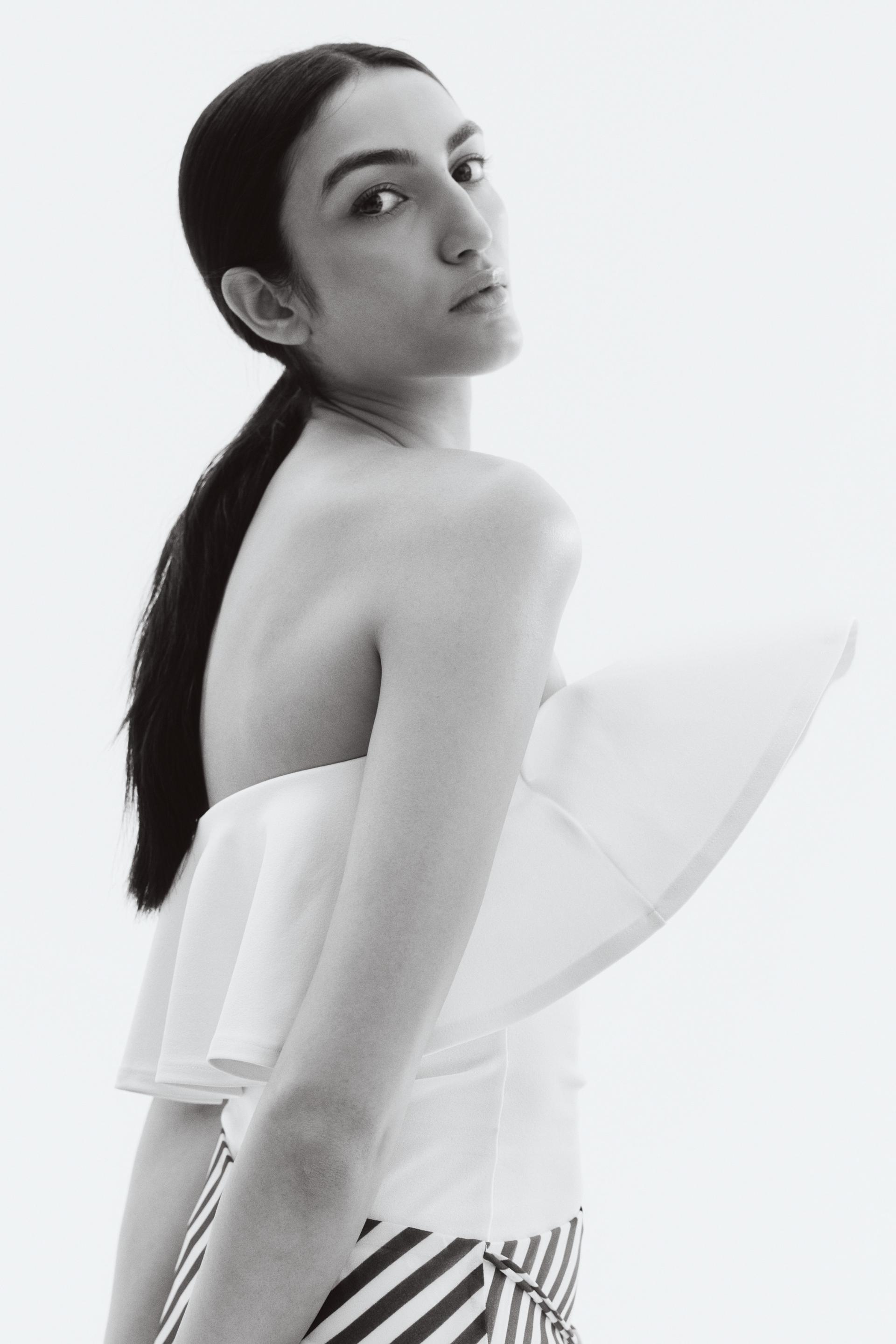 flounced interlock bandeau top