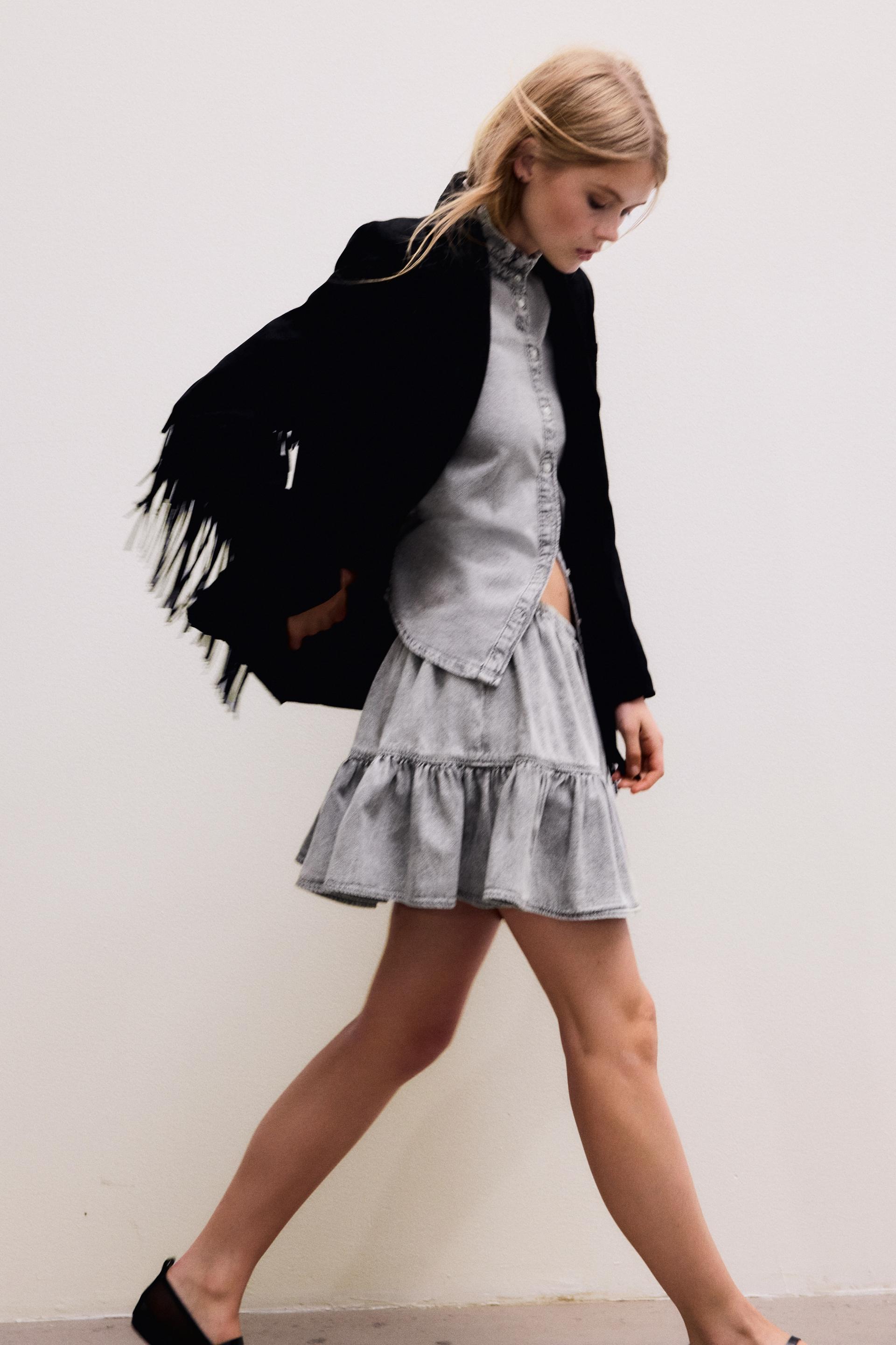 flounced mini skirt