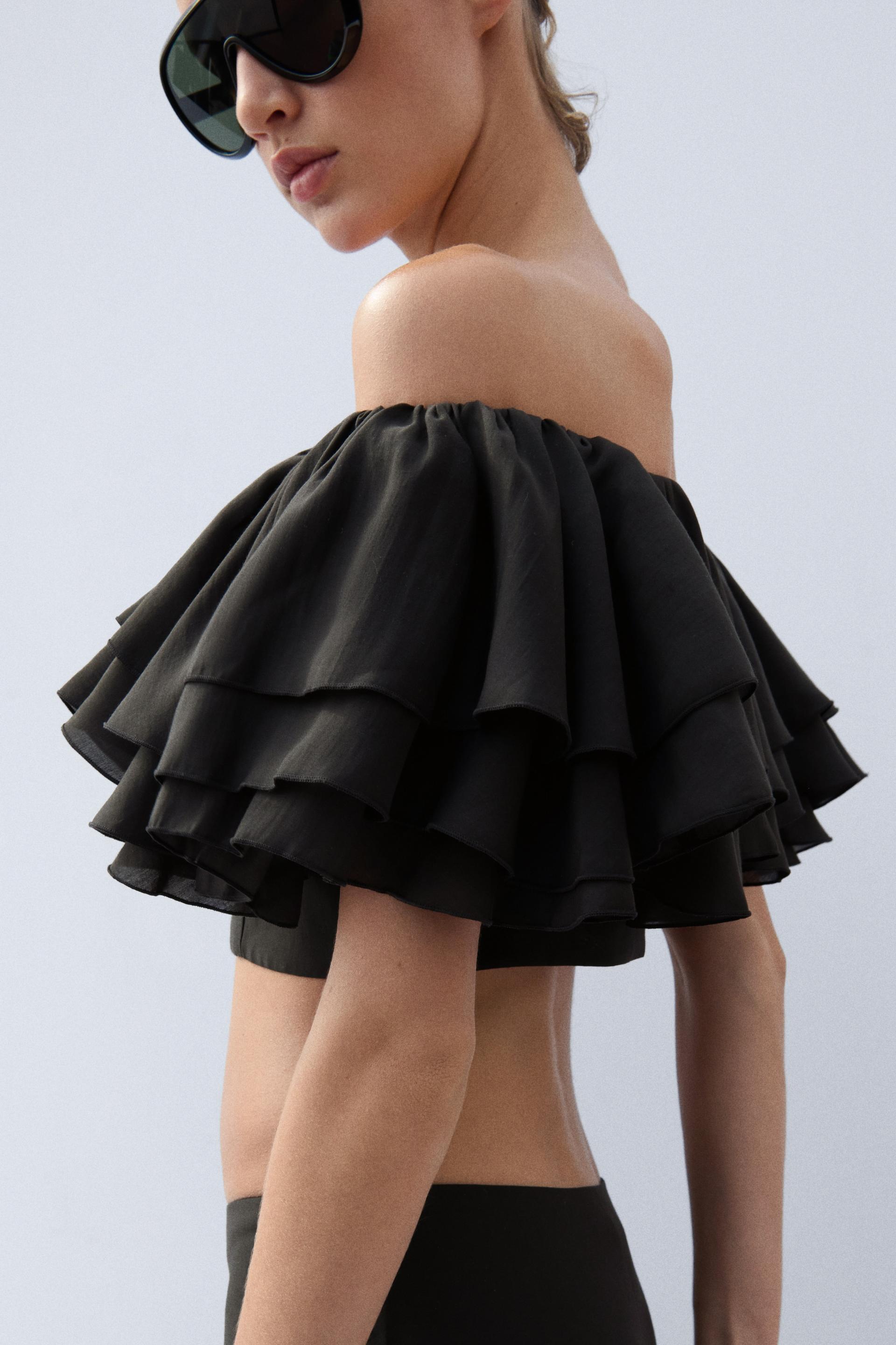 flounced off-the-shoulder top
