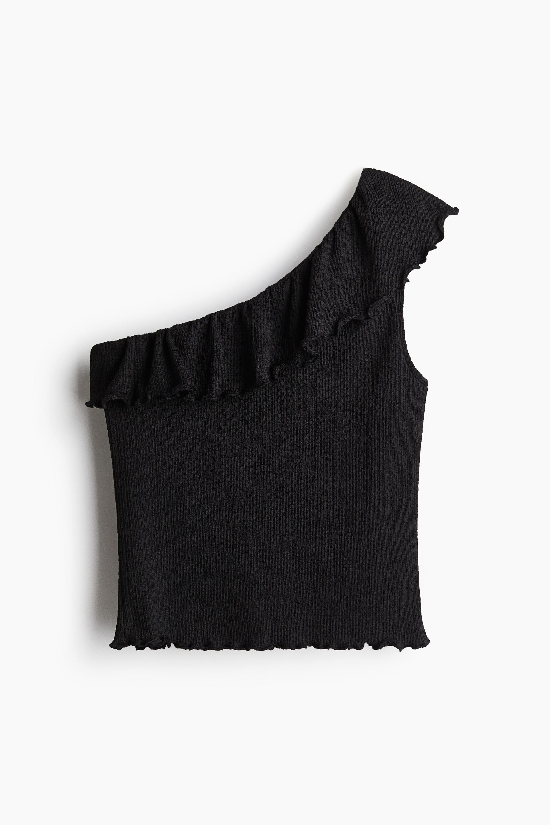 flounced one-shoulder top