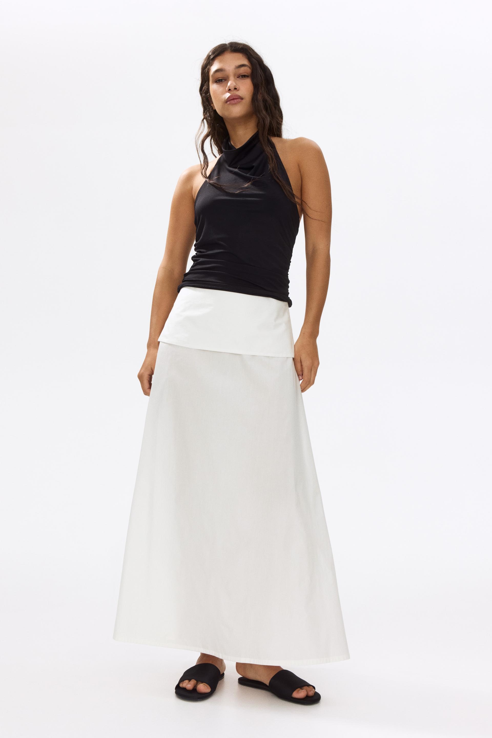 flounced poplin skirt