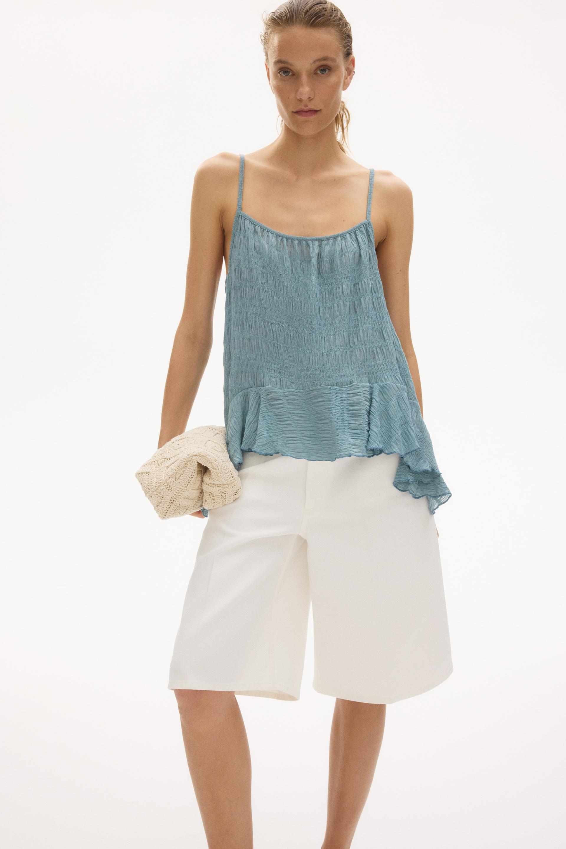 flounced smocked top