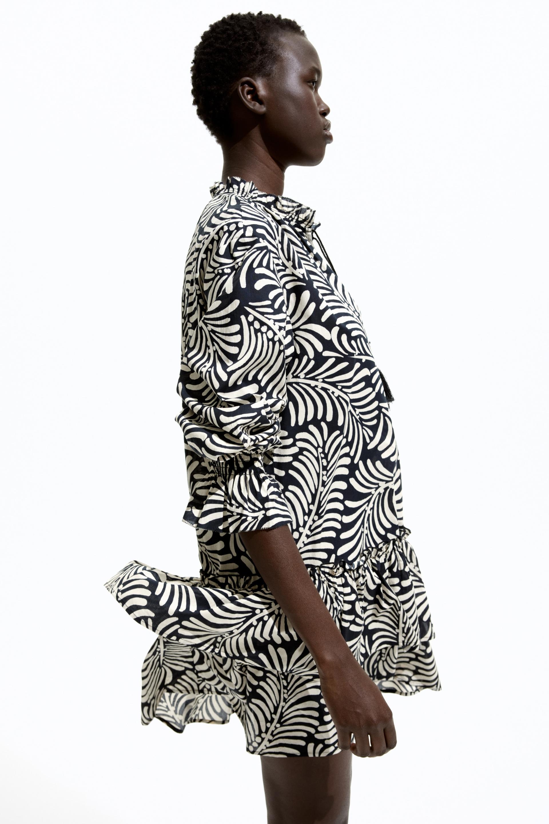 flounced tie-belt dress