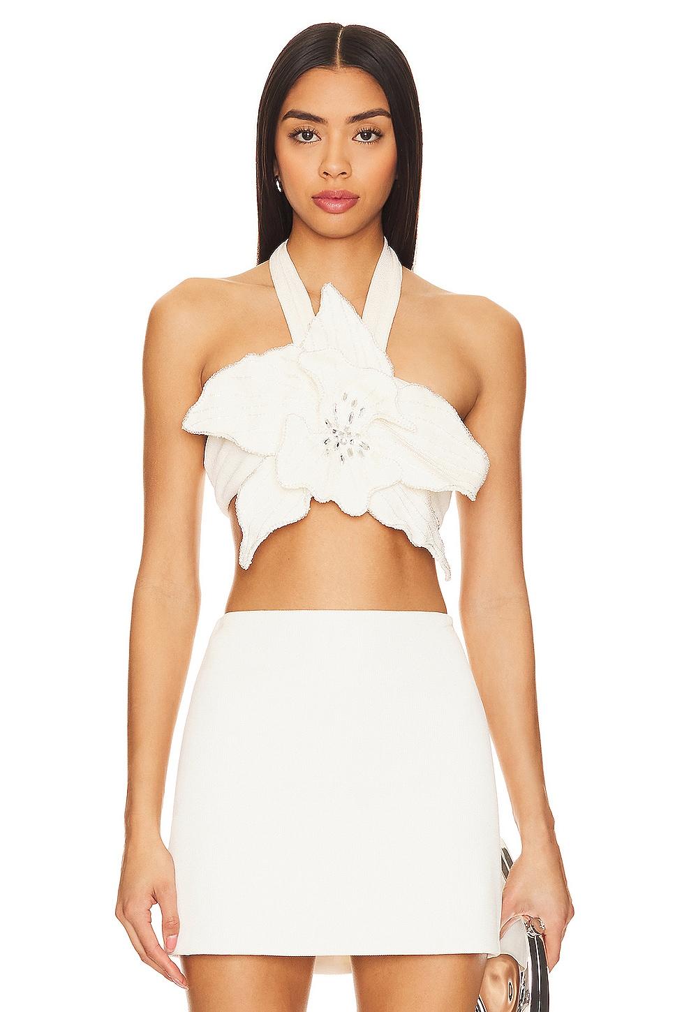 flower applique halter top
