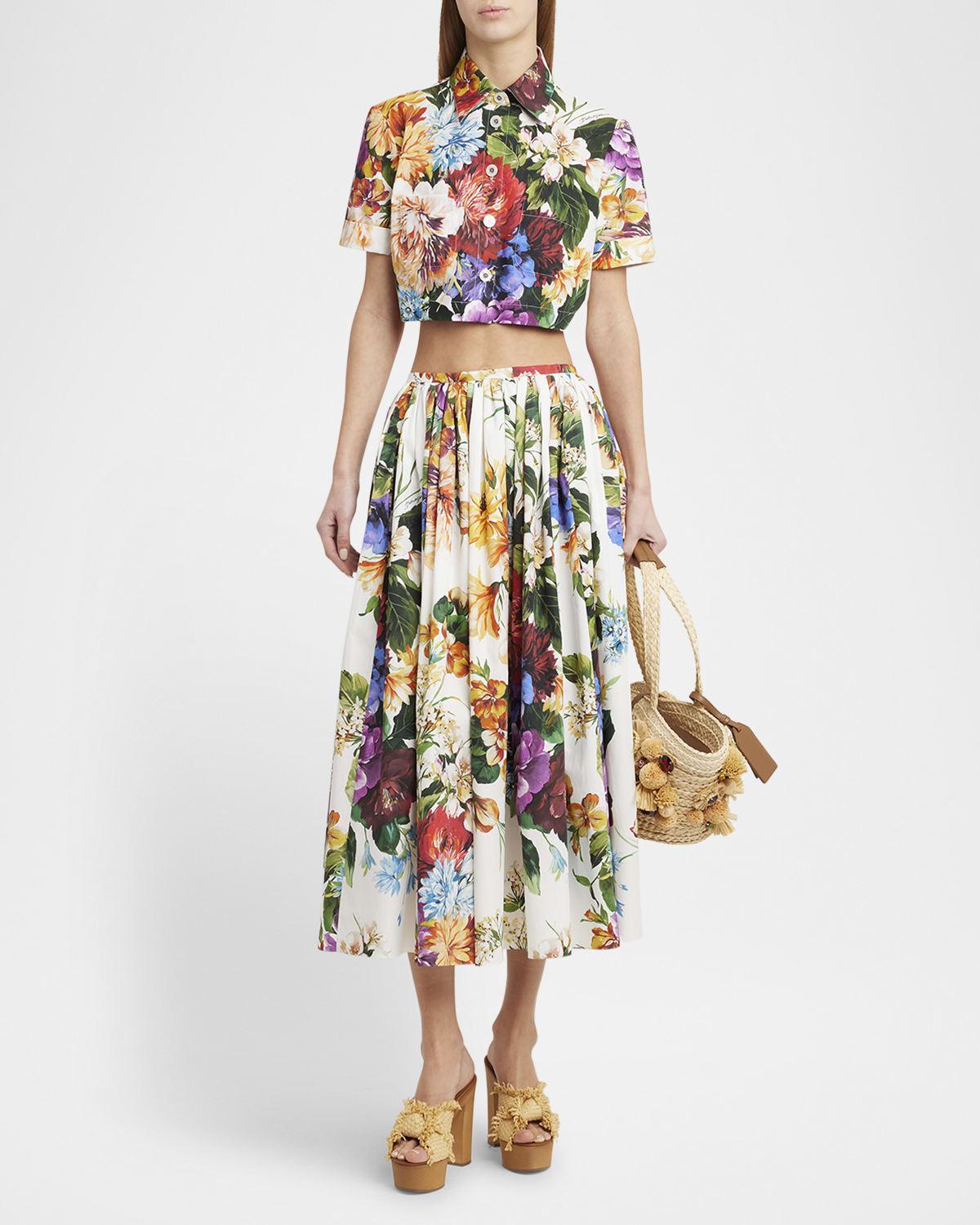 flower bouquet popeline crop shirt