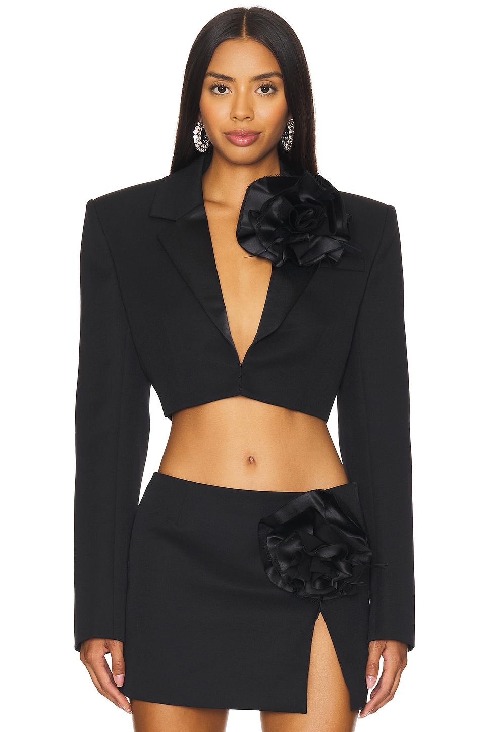 flower corsage cropped blazer