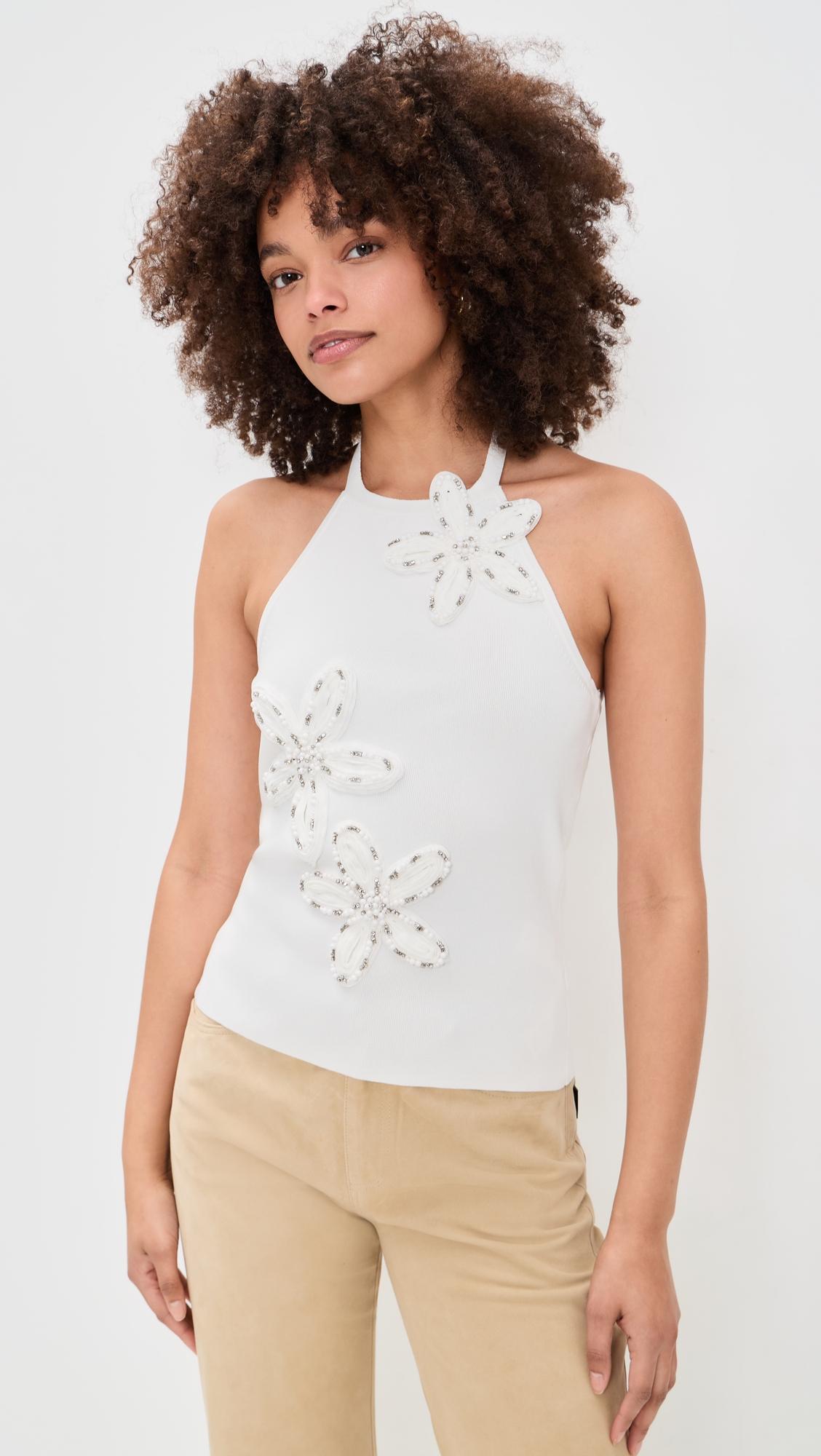 flower detail halter top