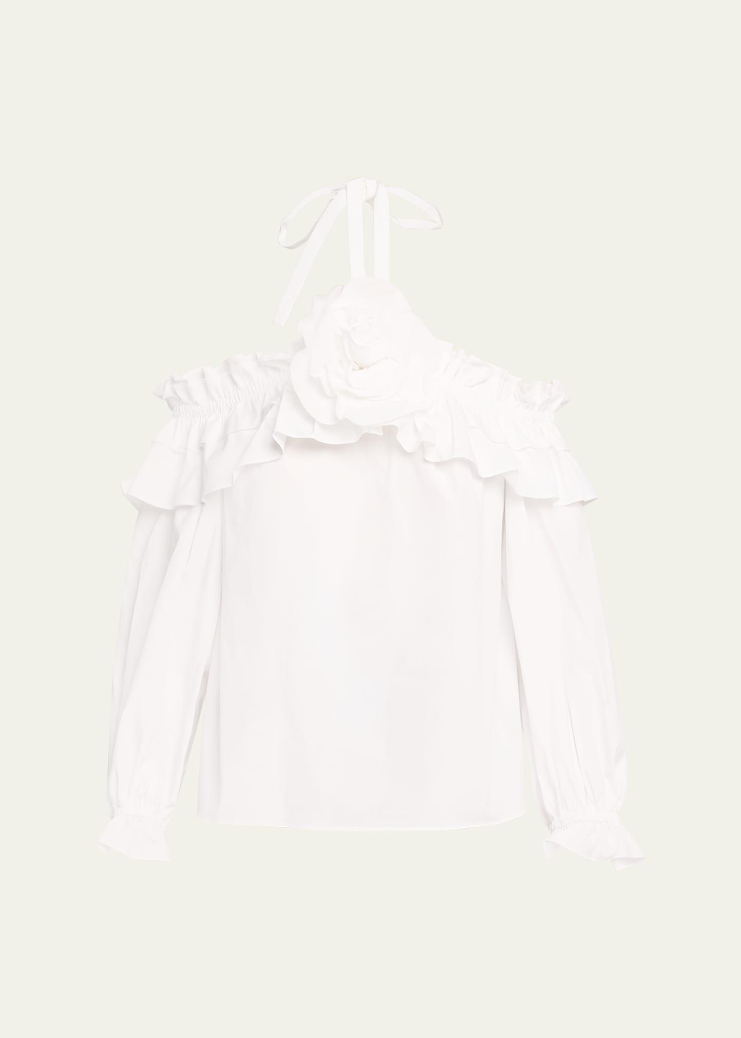 flower halter cold-shoulder top