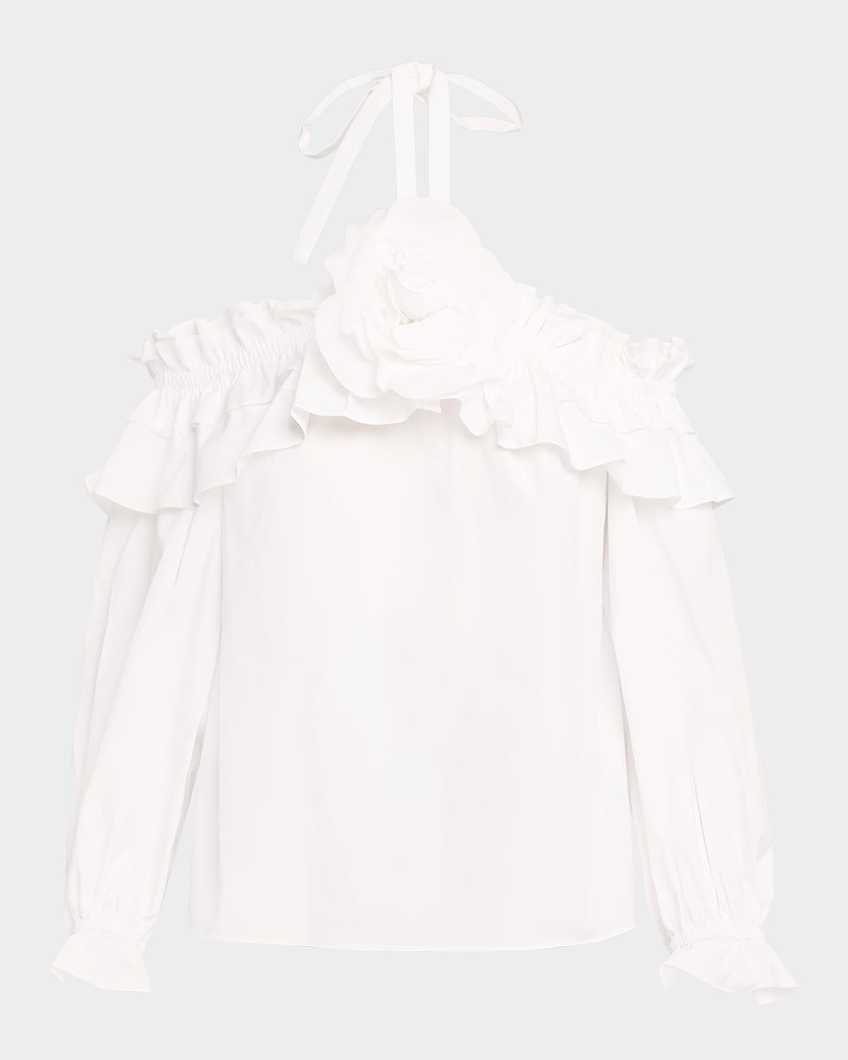 flower halter cold-shoulder top
