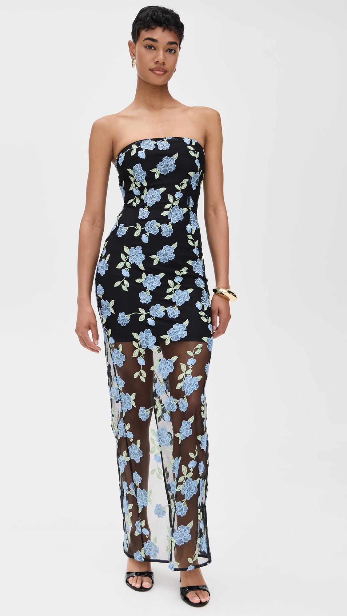 flower mesh tube dress