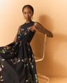 flower-print bow sleeveless midi dress